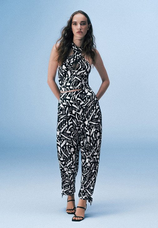 BALLOON FORM PANTS - ABSTRACT COMB