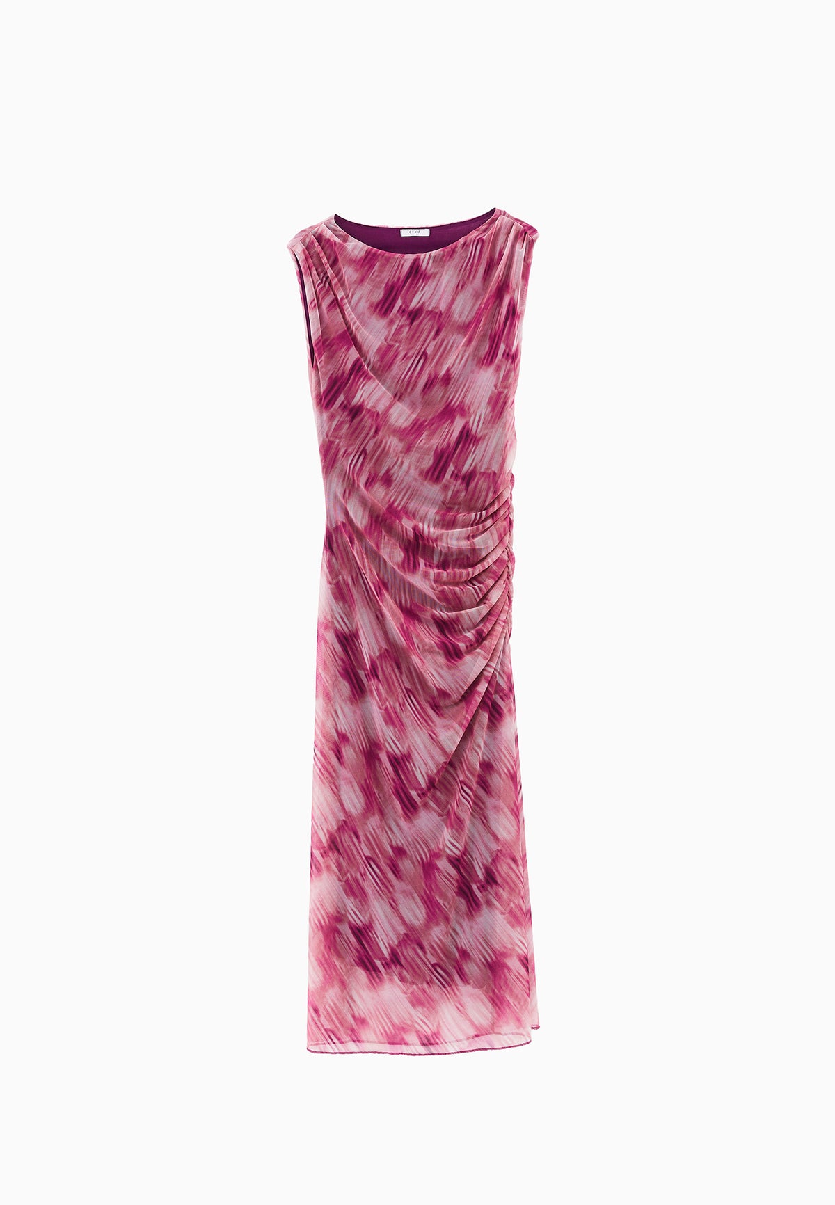 Bodycon Off Shoulder Ruched Long Dress - ABSTRACT COMB