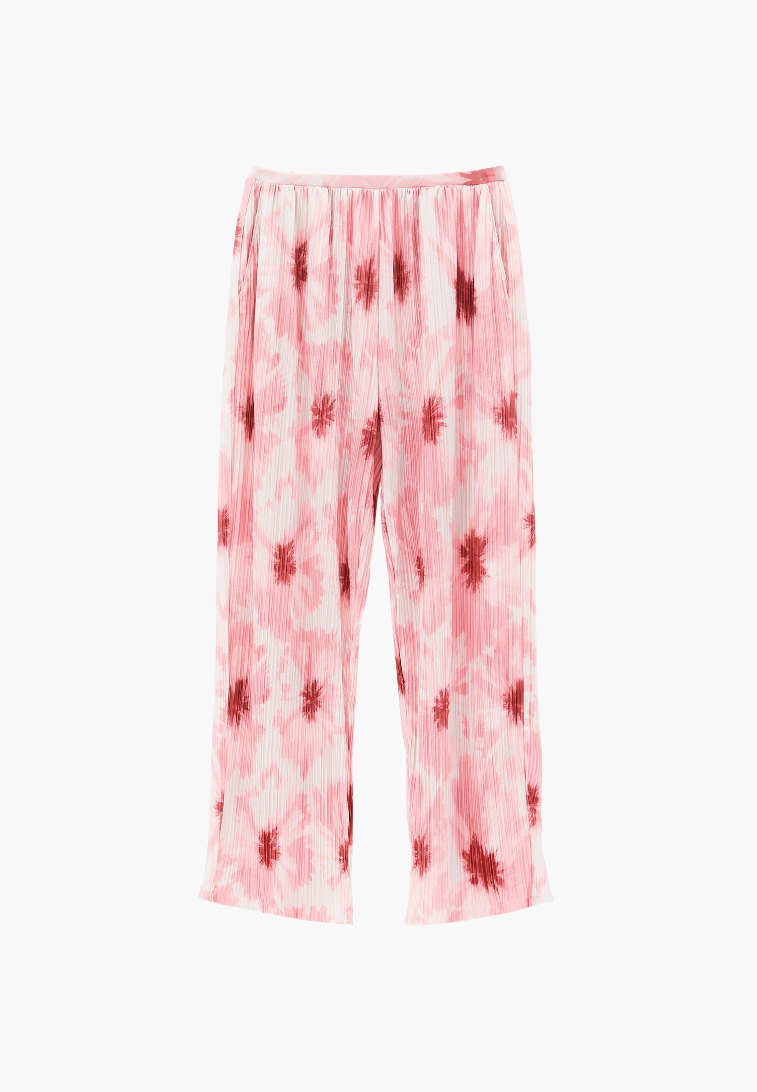 High Waist Pleated Printed Straight Pants - ABSTRACT COMB