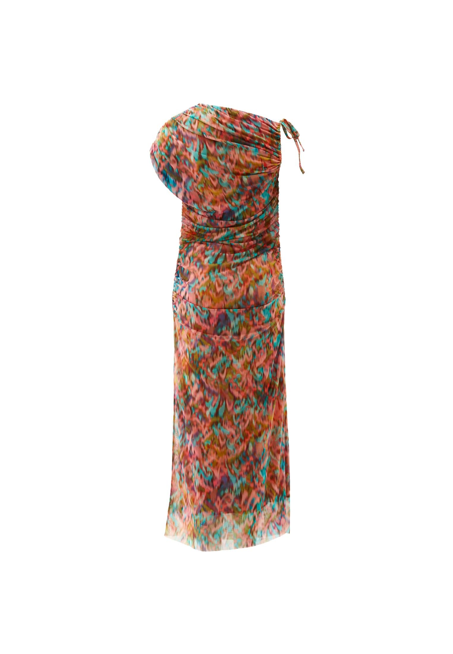 Asymmetric Midi Dress - ABSTRACT COMB
