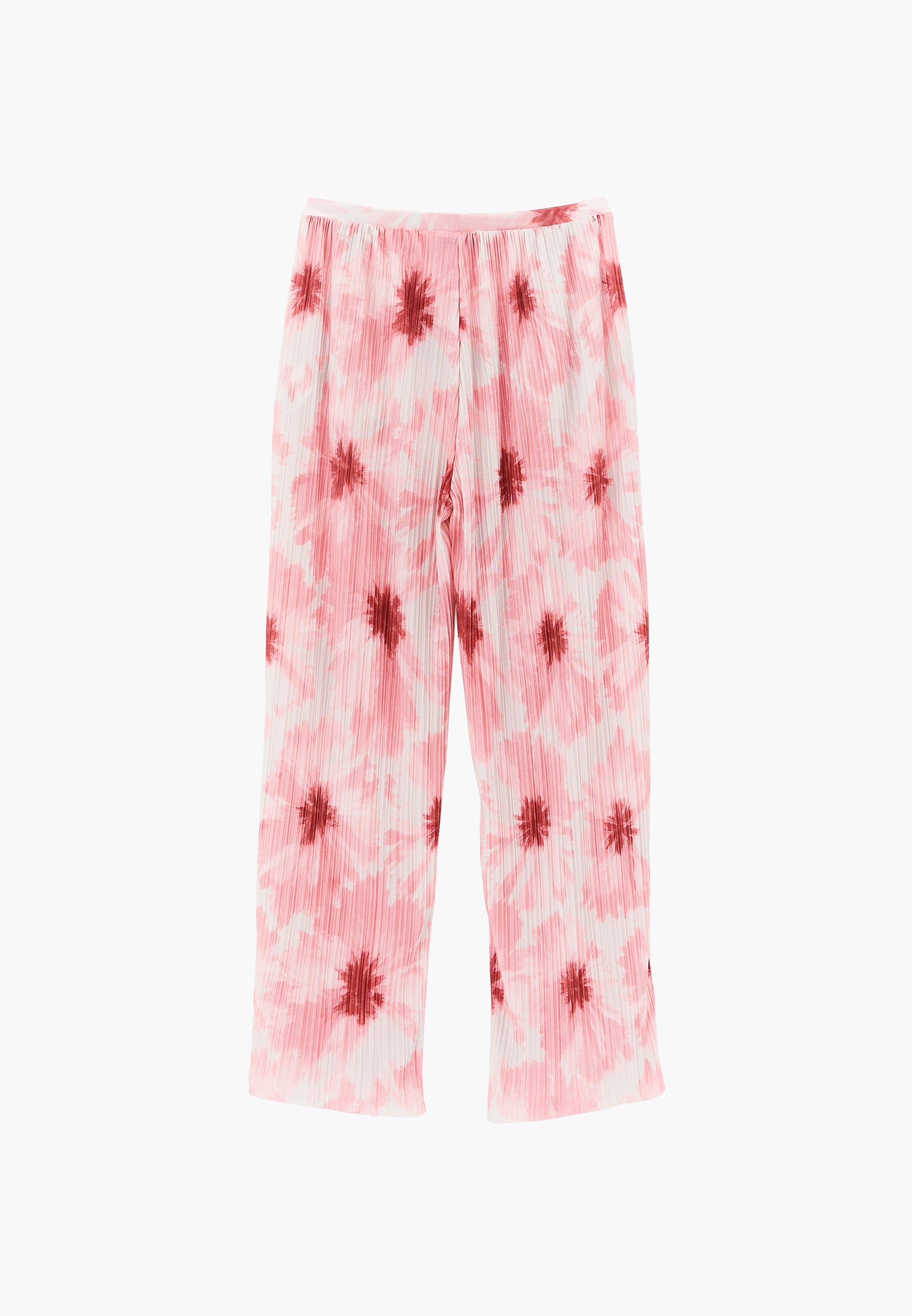 High Waist Pleated Printed Straight Pants - ABSTRACT COMB