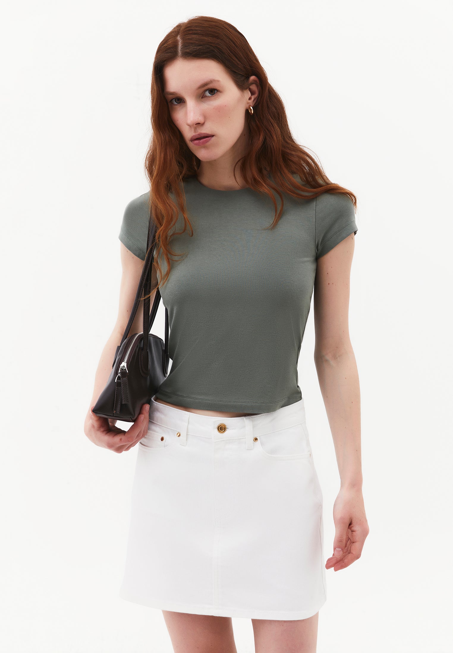 Bodycon T-Shirt Crew Neck - AGAVE GREEN