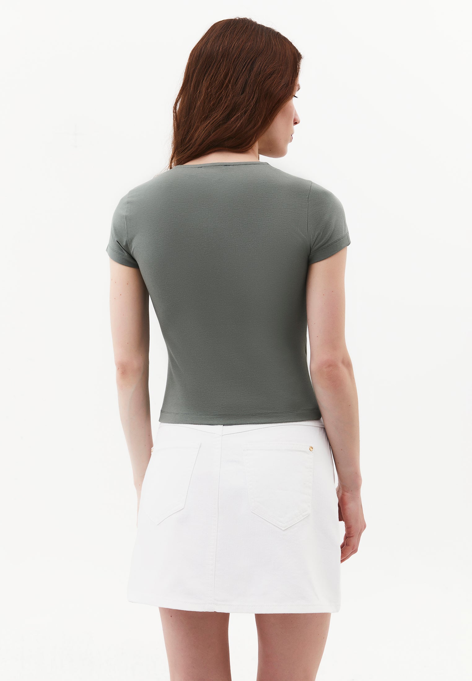 Bodycon T-Shirt Crew Neck - AGAVE GREEN