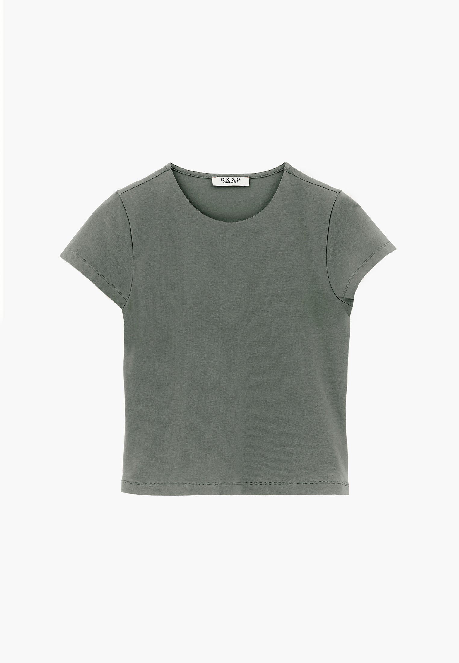 Bodycon T-Shirt Crew Neck - AGAVE GREEN