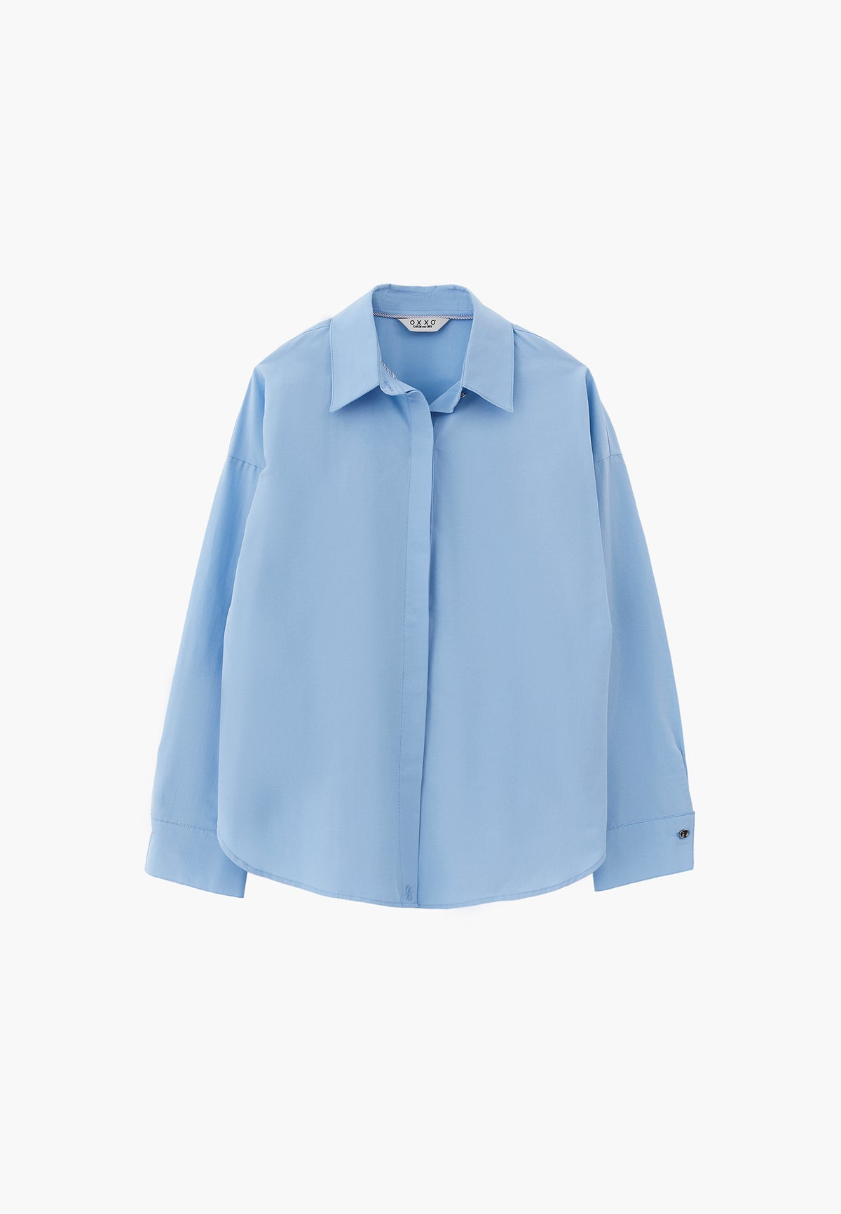 Loose Fit Long Sleeve Shirt With Button Details - Blue