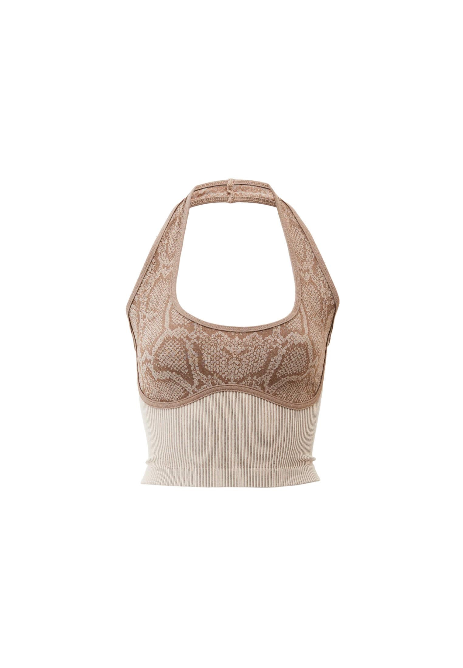 High Neck Tank Top - ALMOND ANIMAL COMB