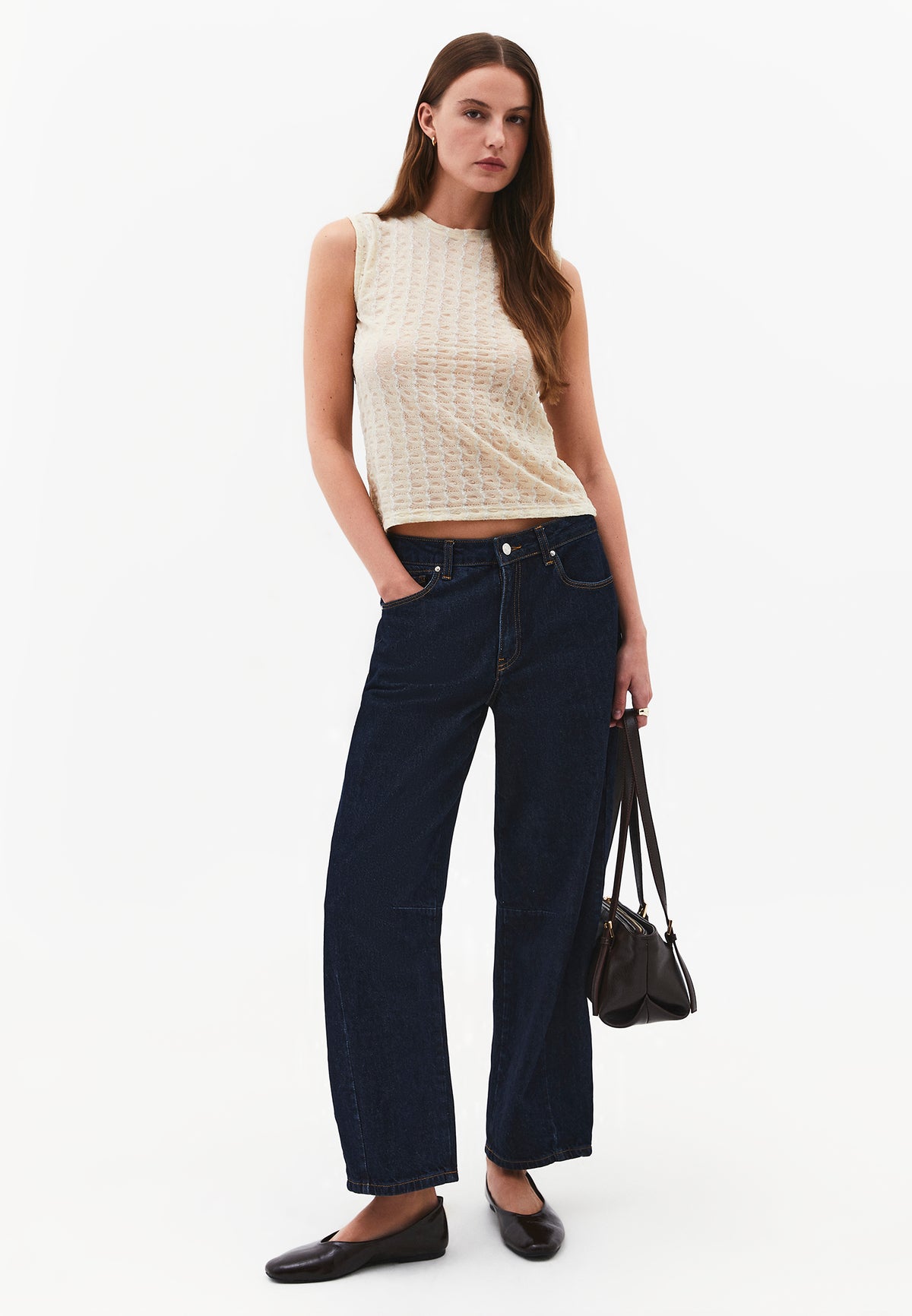 Fitted Tank Top With Buckle Detail - ALMOND MILK