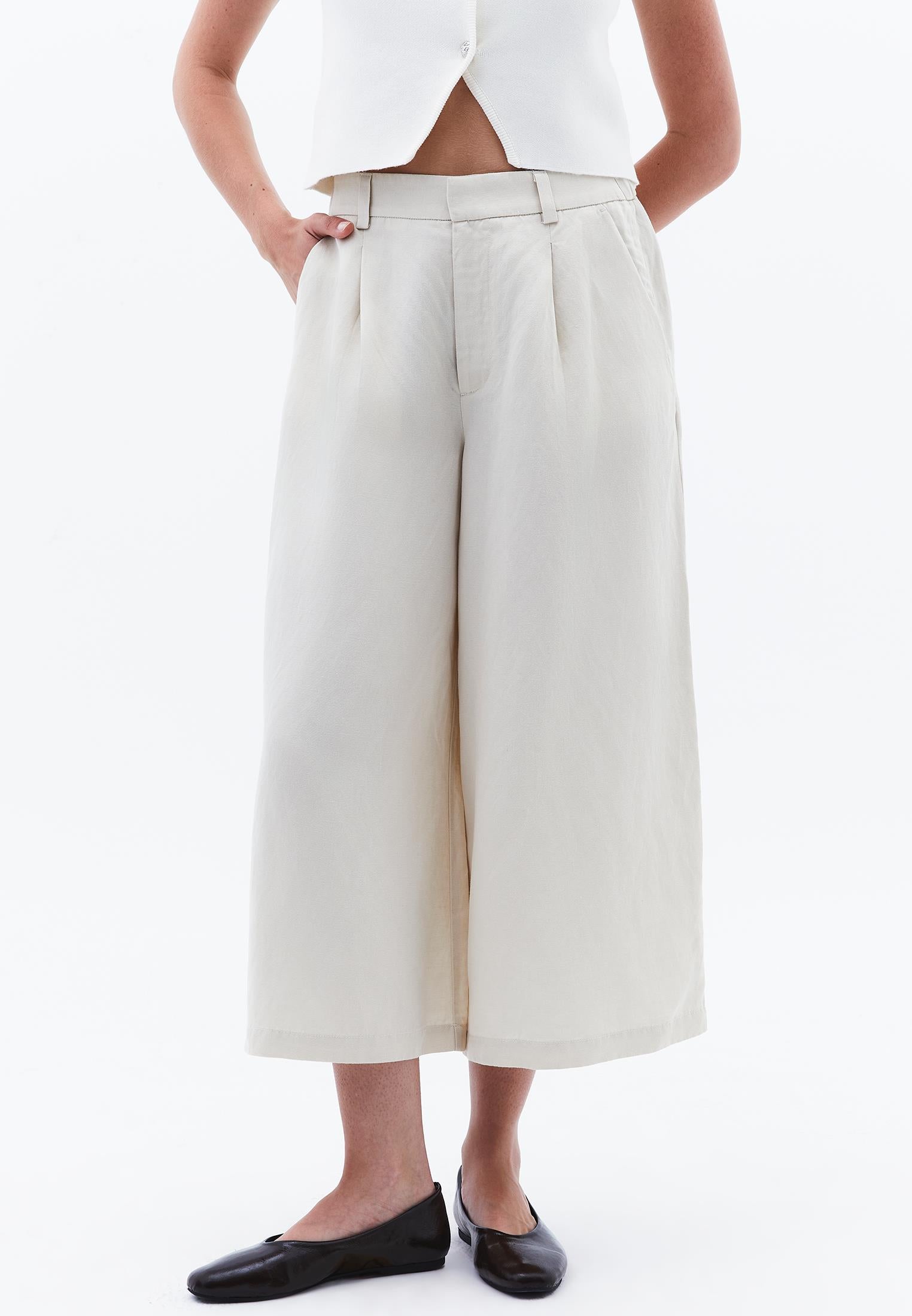 Ultra High Waist Culotte - ALMOND MILK