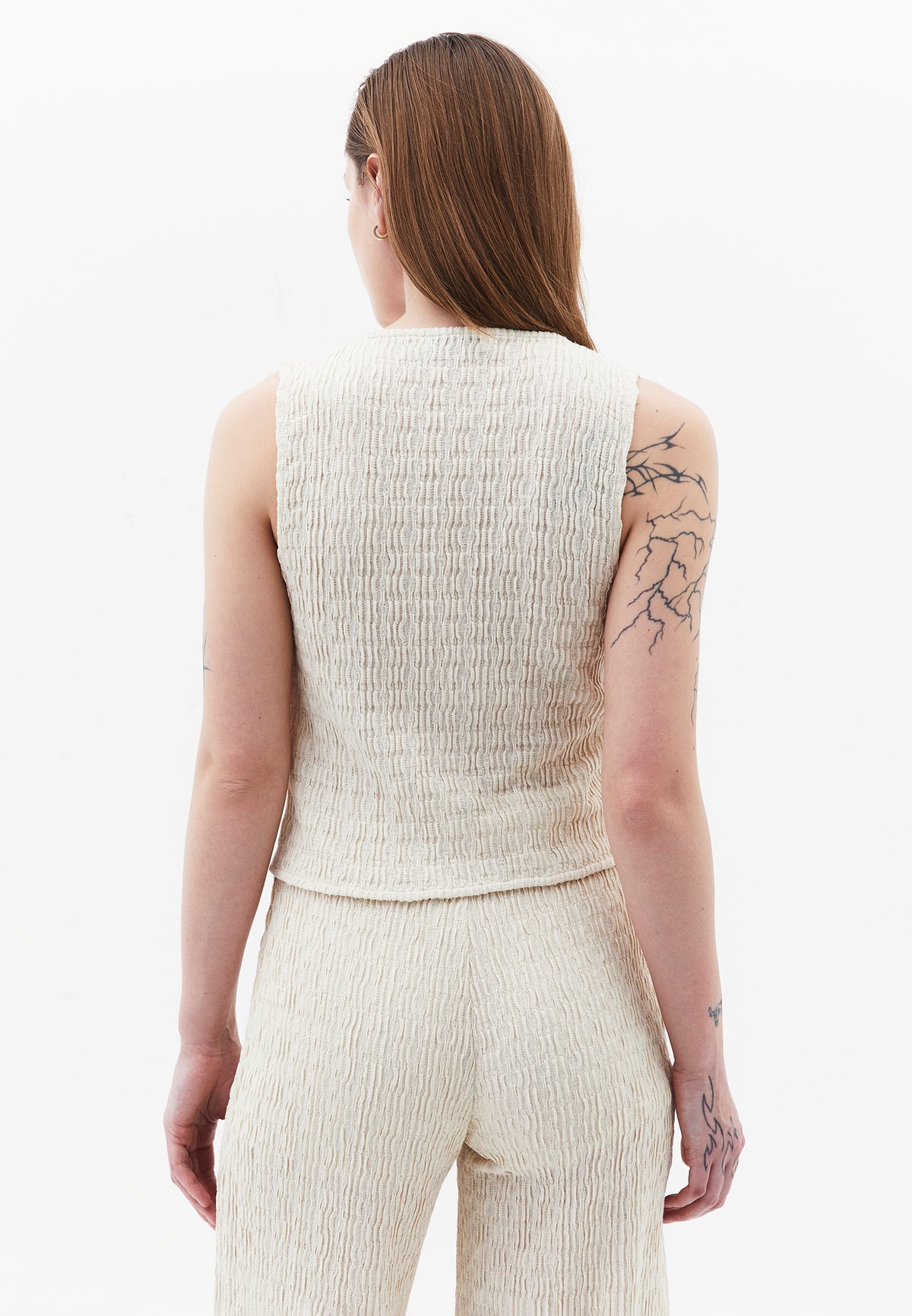 V Neck Closed Form Vest - Cream
