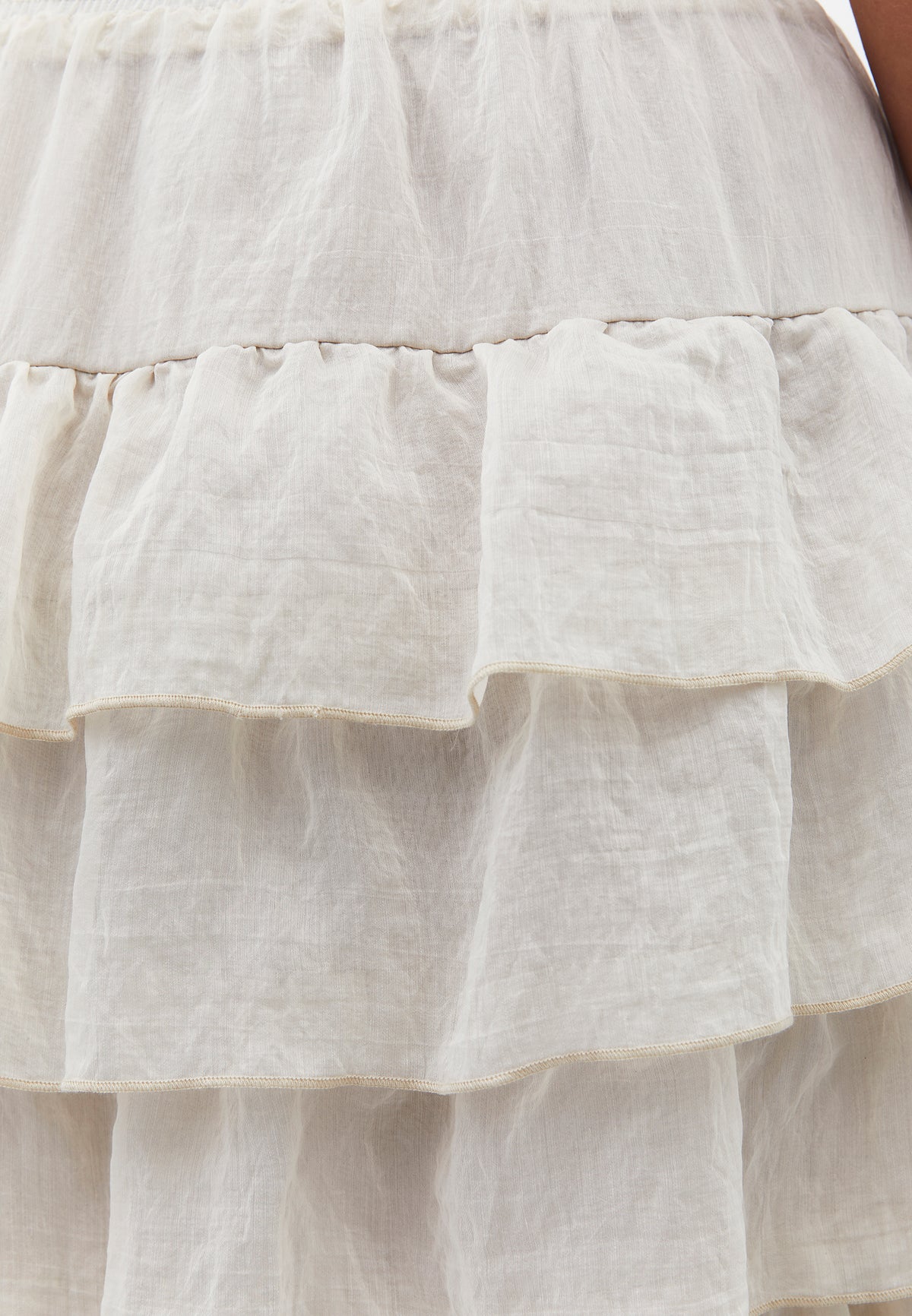 High Waist Long A-Line Ruffled Women's Skirt - ALMOND MILK