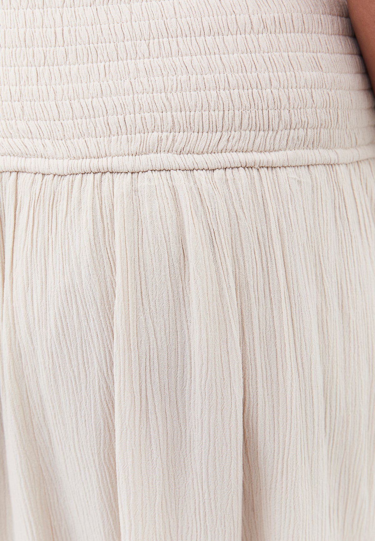 Elastic Ruffled High Waist Midi Skirt - ALMOND MILK