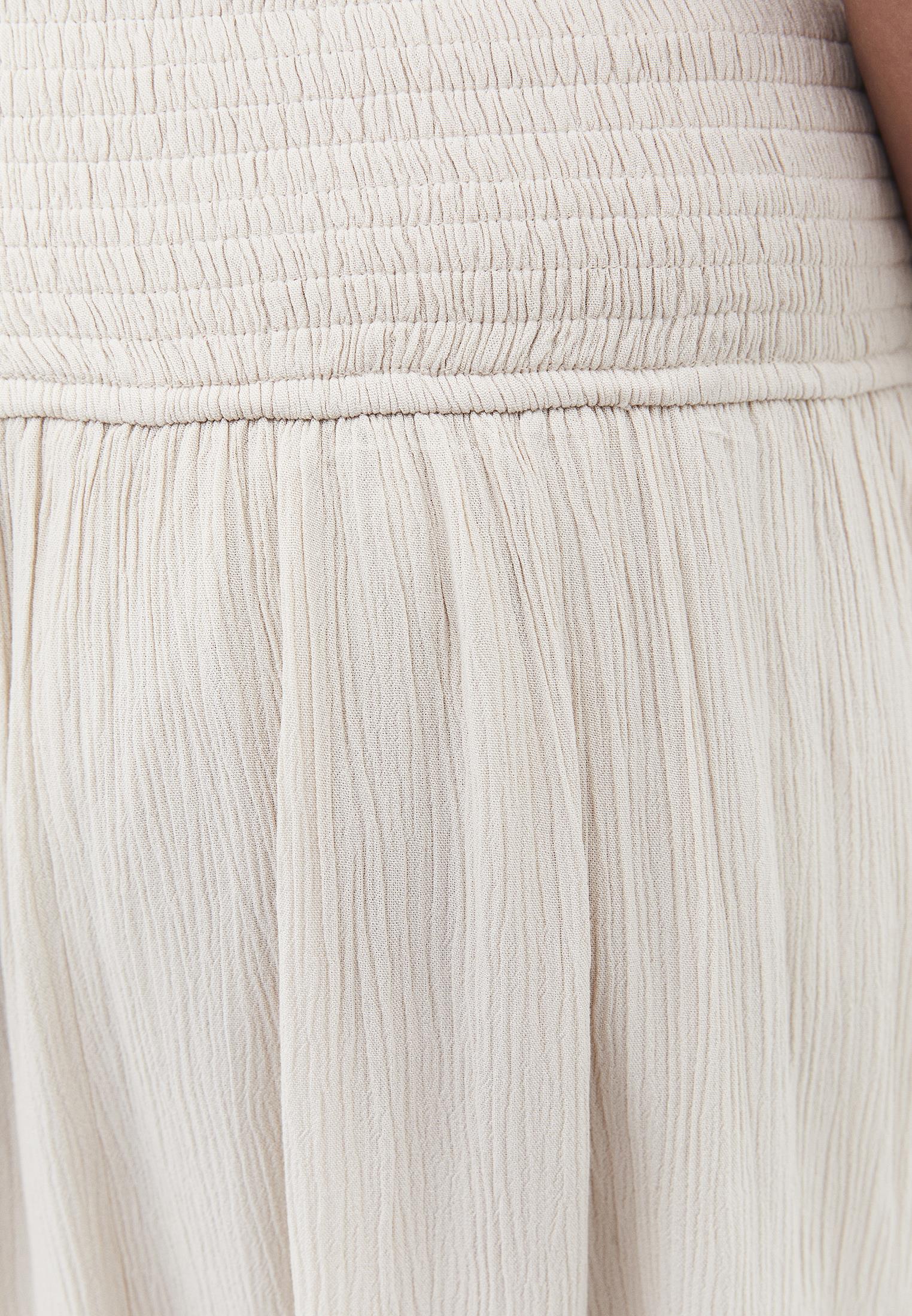 Elastic Ruffled High Waist Midi Skirt - ALMOND MILK