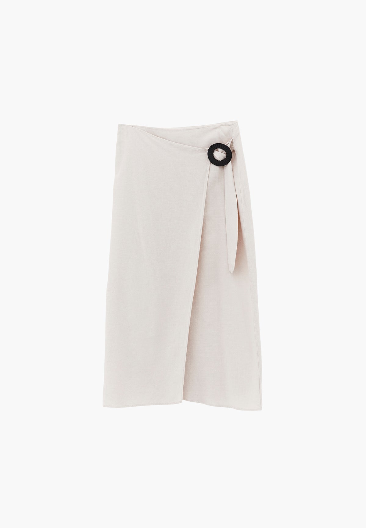 Long Belted A-Line Skirt - ALMOND MILK