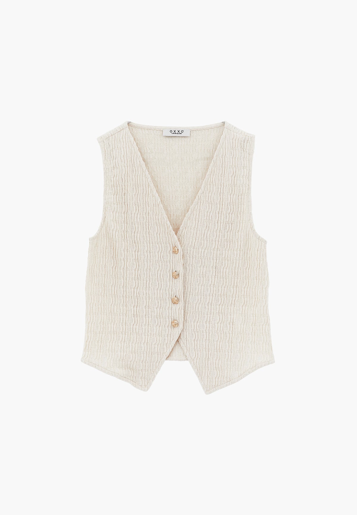 V Neck Closed Form Vest - Cream