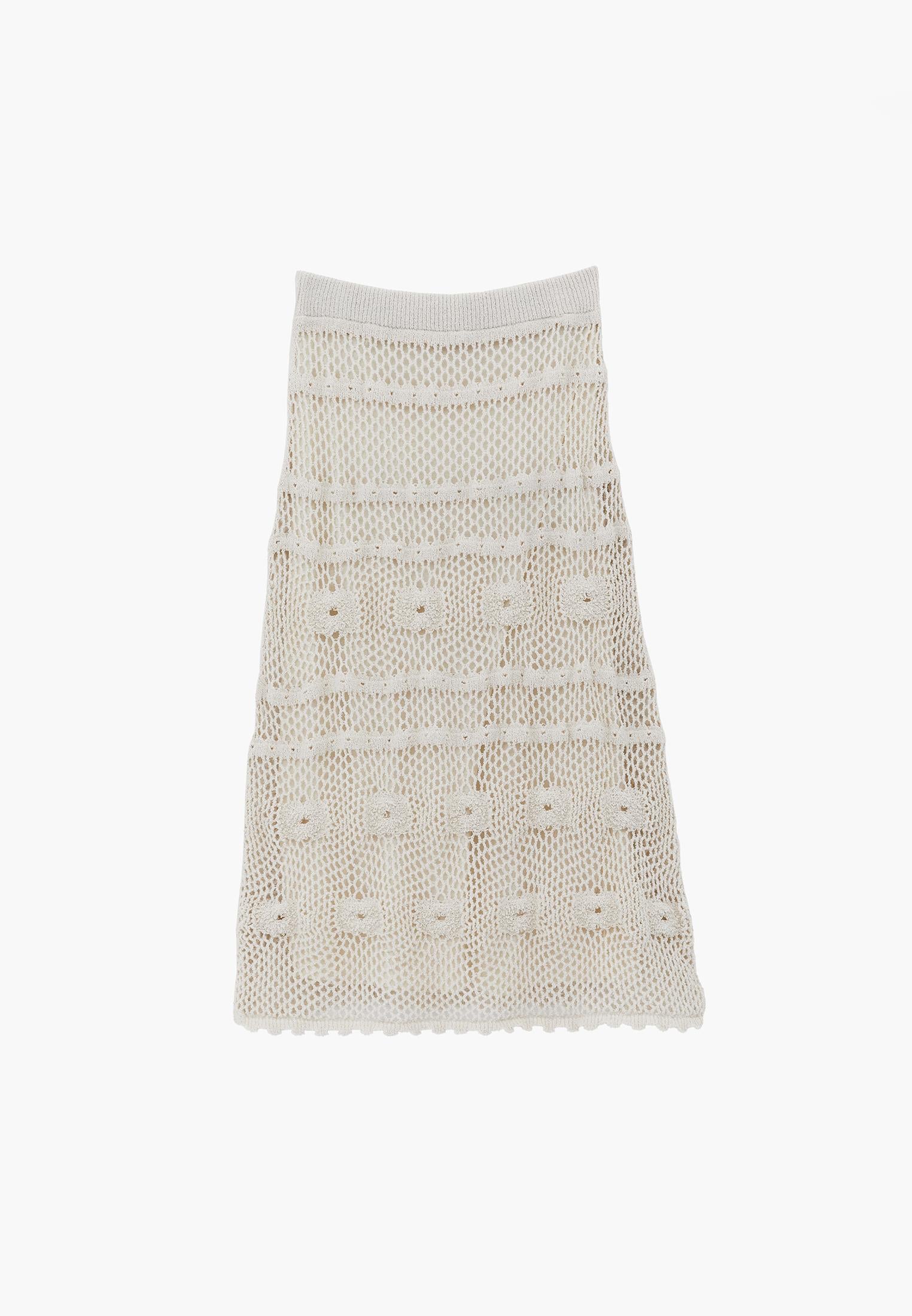 Midi Length Openwork Skirt - ALMOND MILK