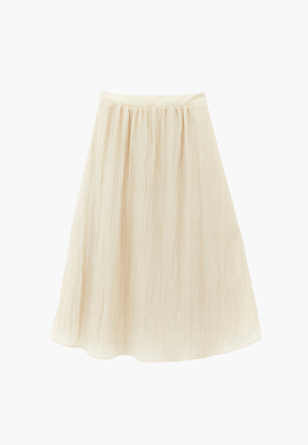 Flared Long High Waist Woven Skirt - ALMOND MILK