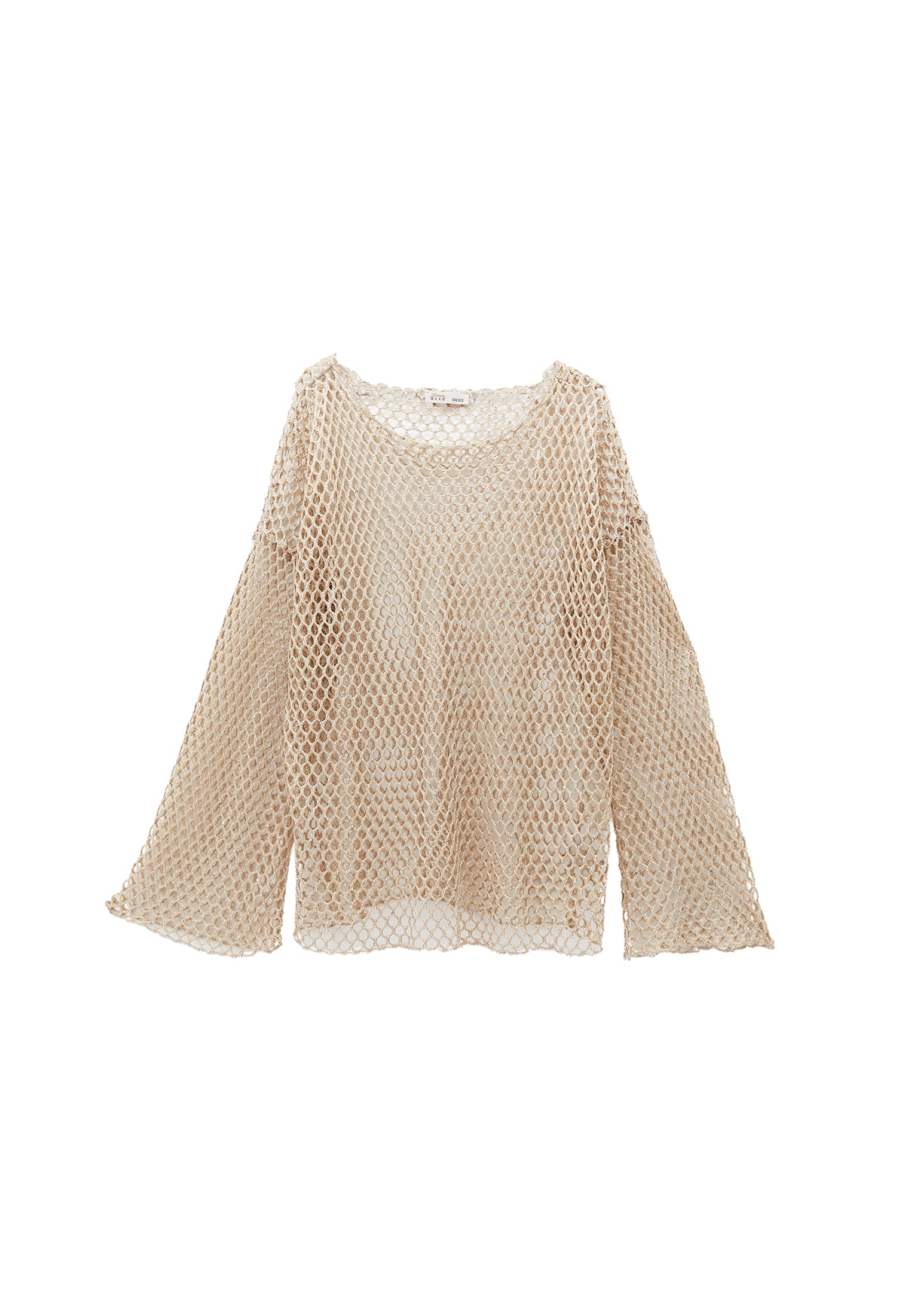 File detailed long sleeve blouse - ALMOND MILK