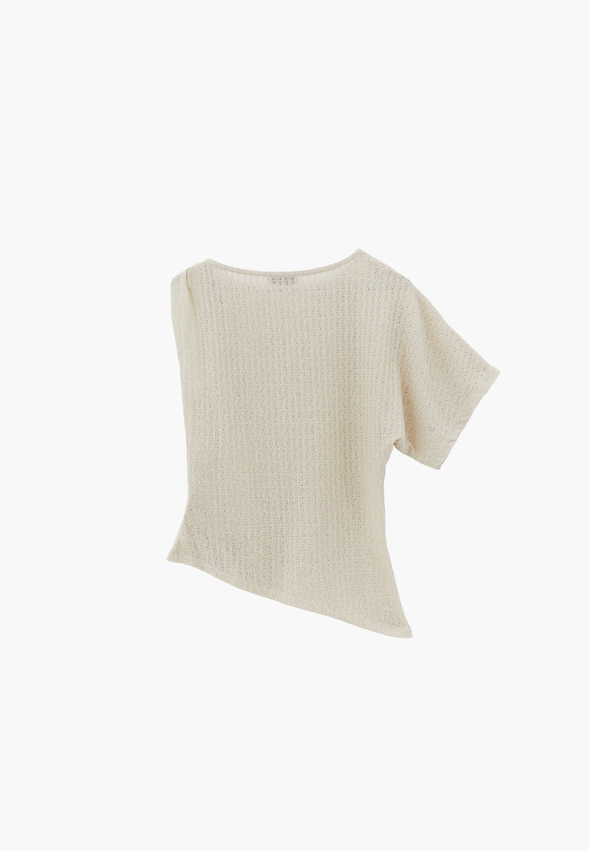 Asymmetric Boat Neck Blouse - Cream