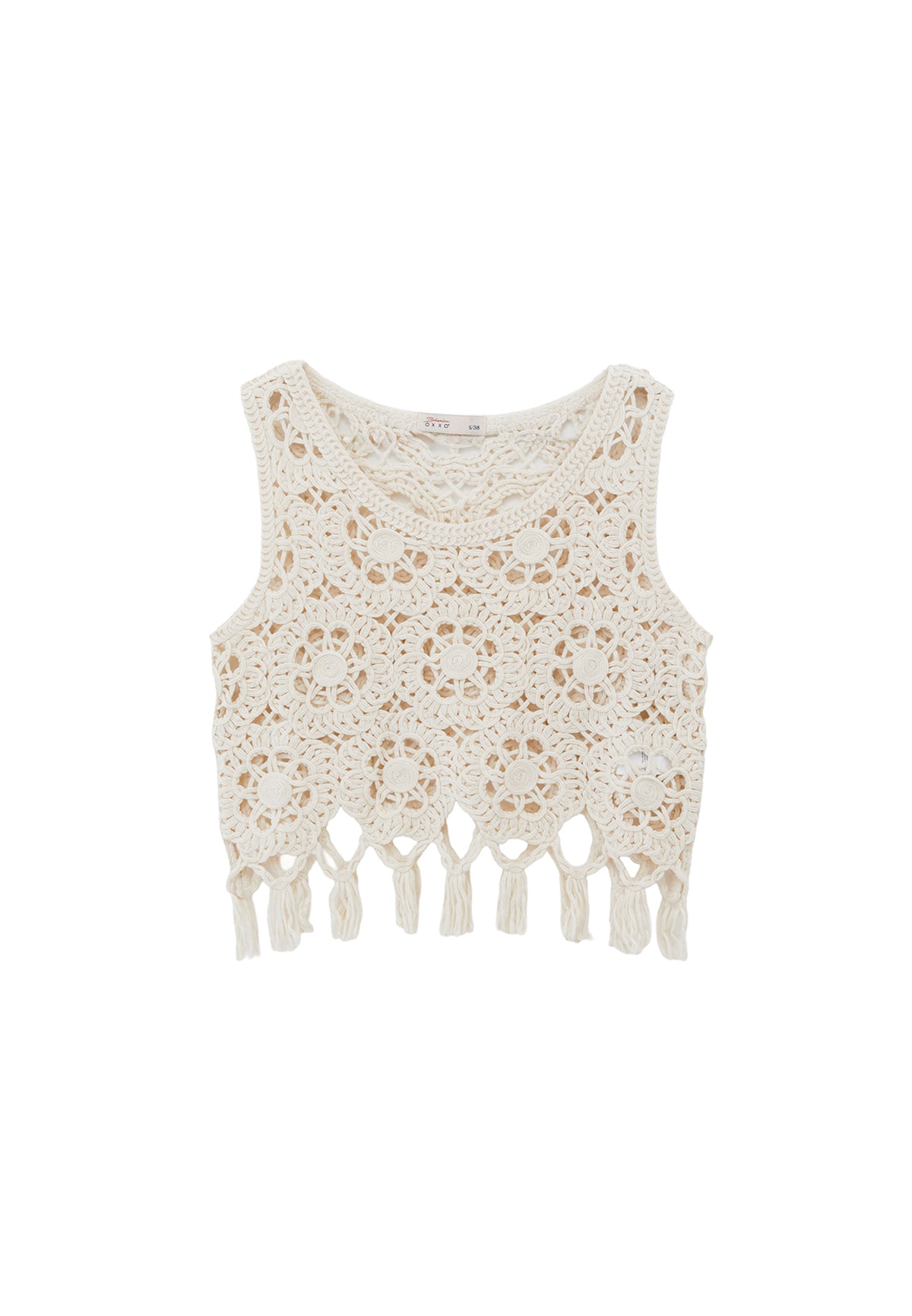 Sleeveless Blouse With Crew Neck - ALMOND MILK