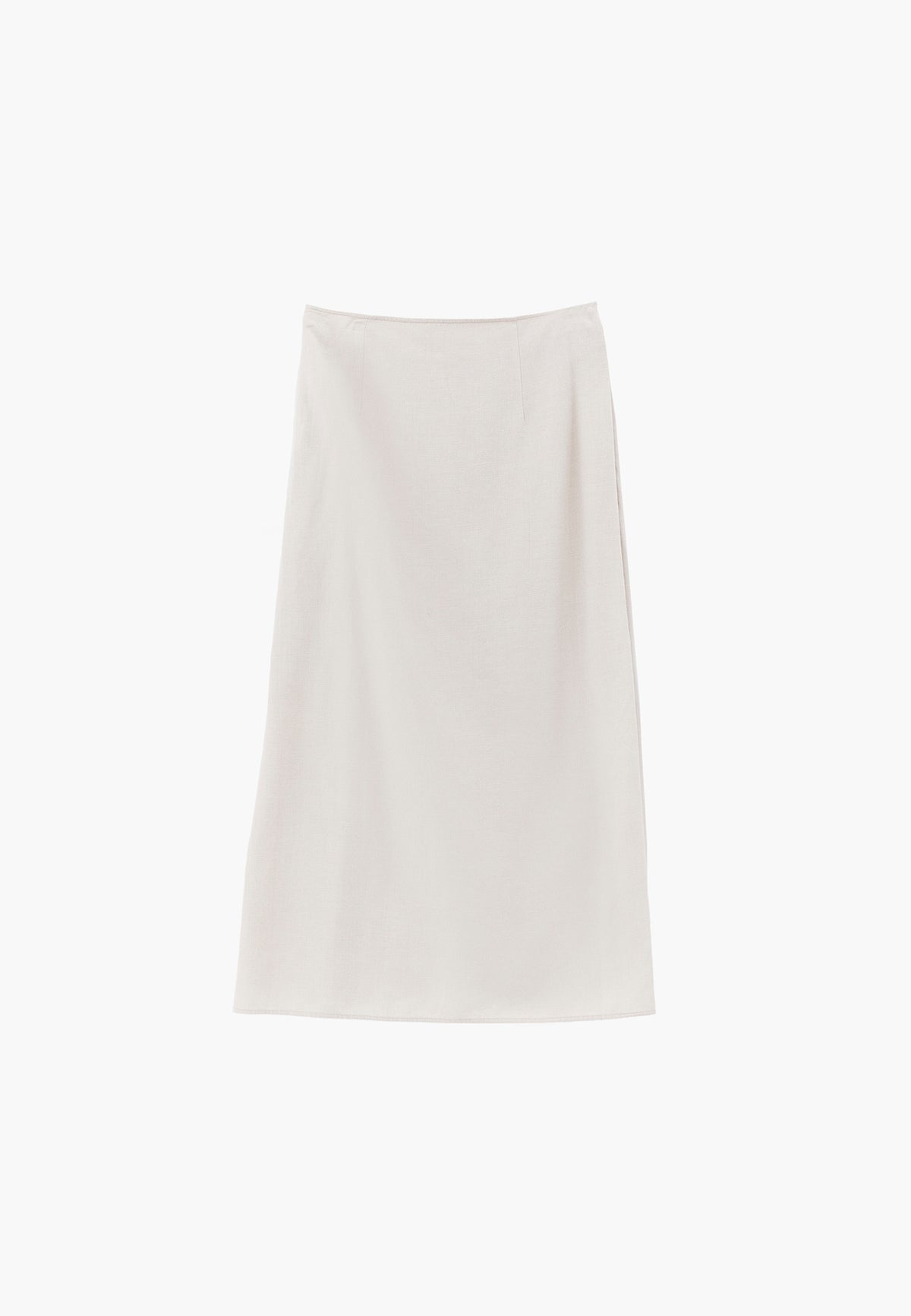 Long Belted A-Line Skirt - ALMOND MILK