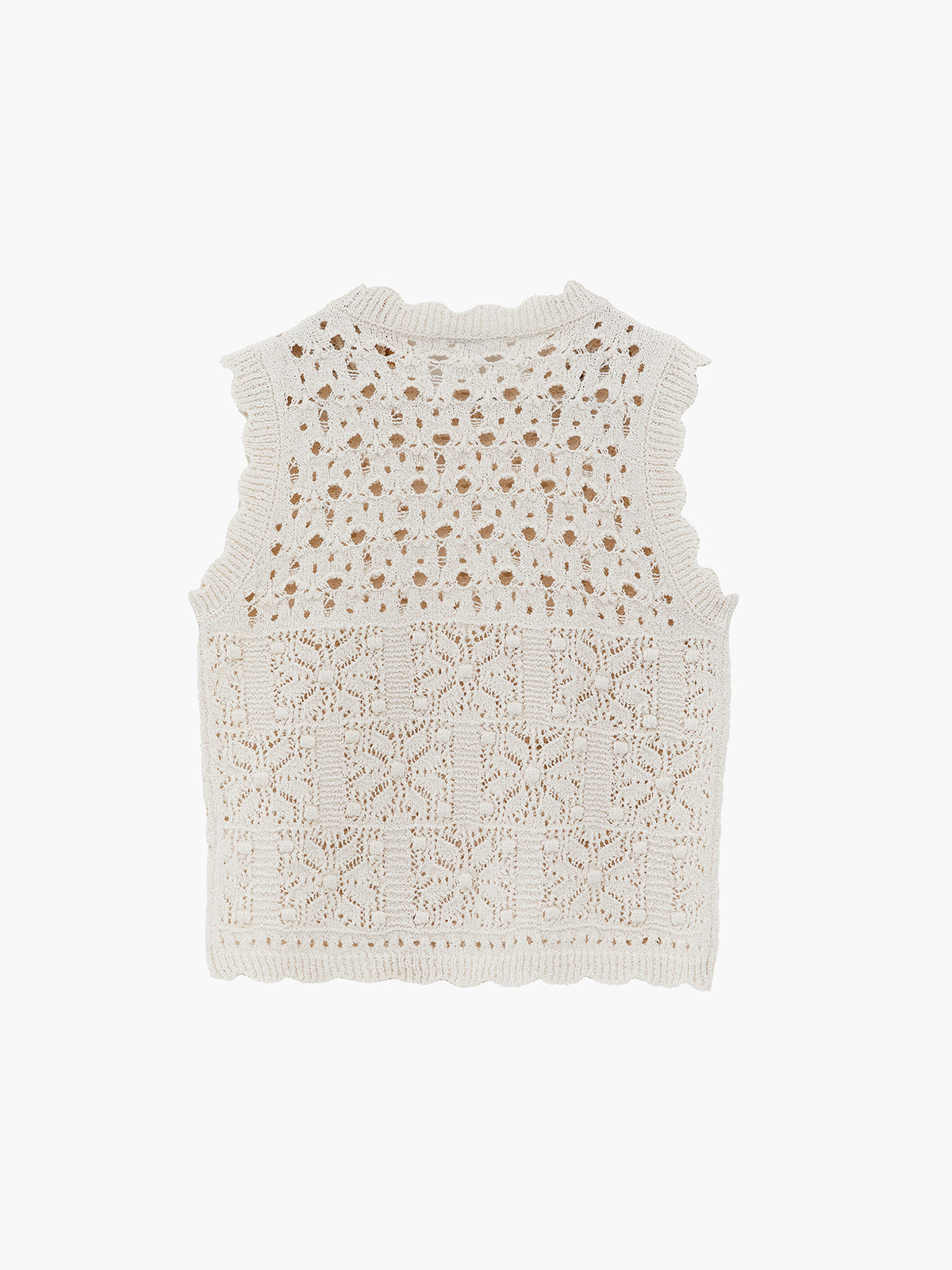 Openwork Knit Vest - Cream