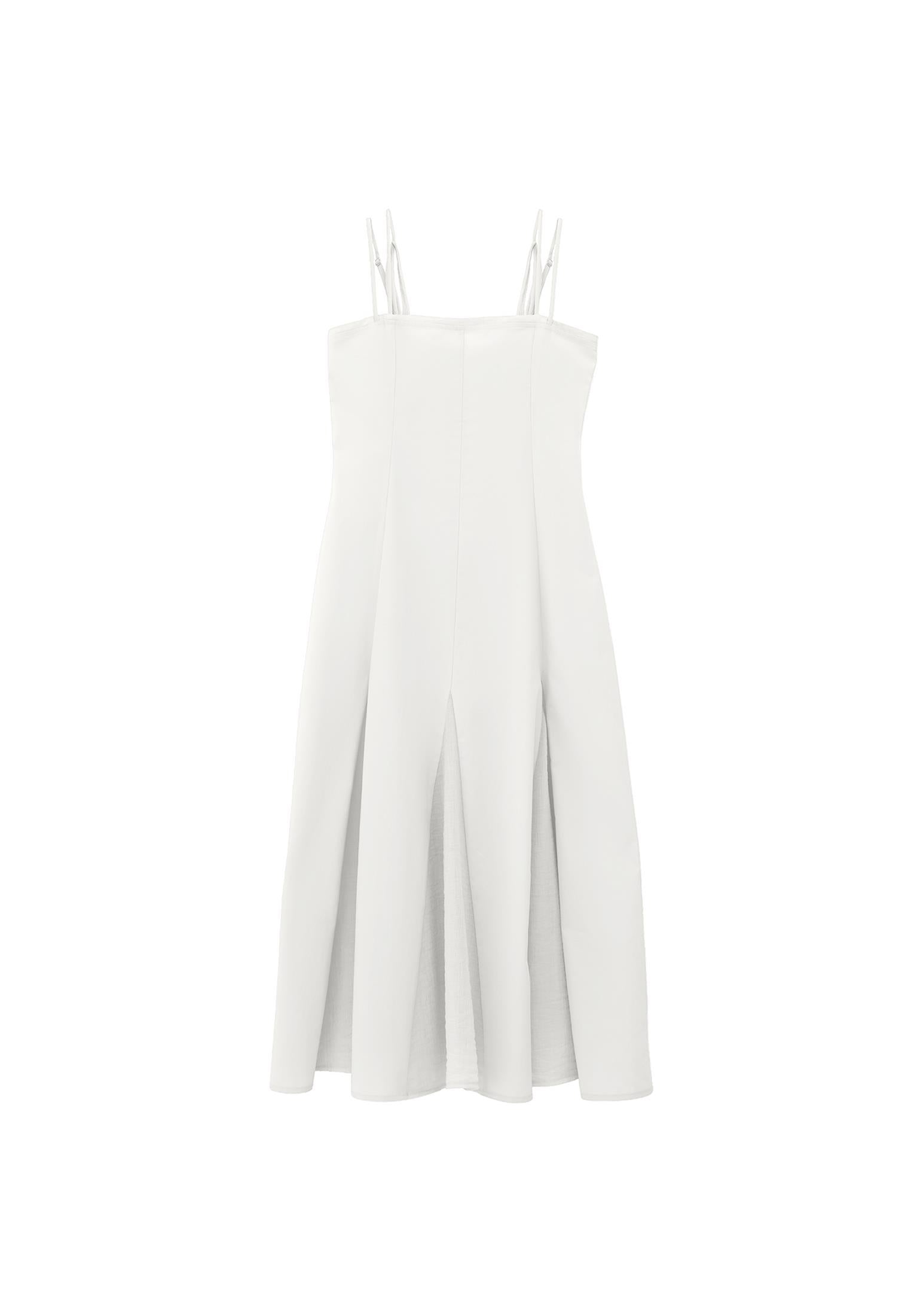 Long Dress With Square Neckline - ALMOND MILK