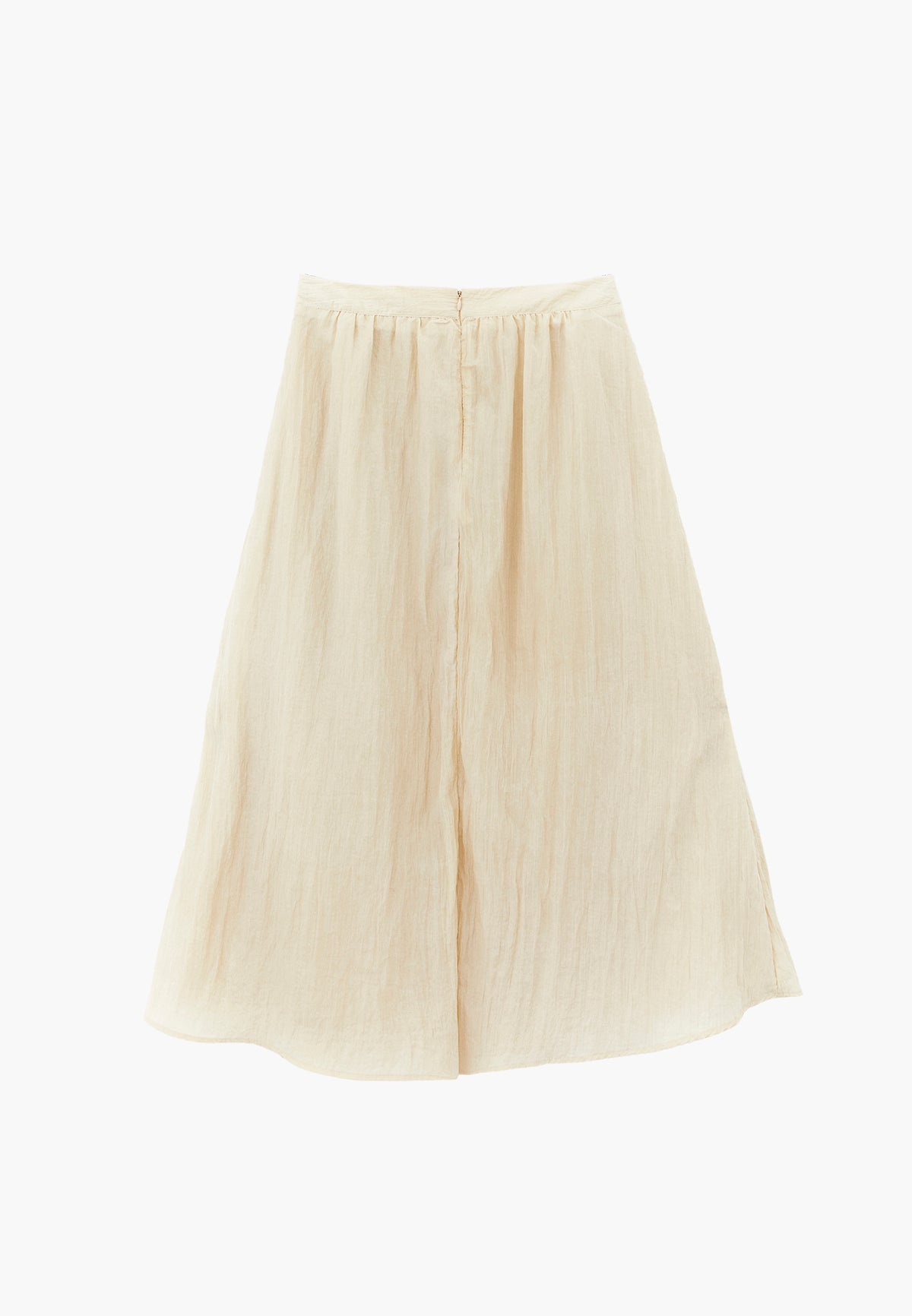 Flared Long High Waist Woven Skirt - ALMOND MILK