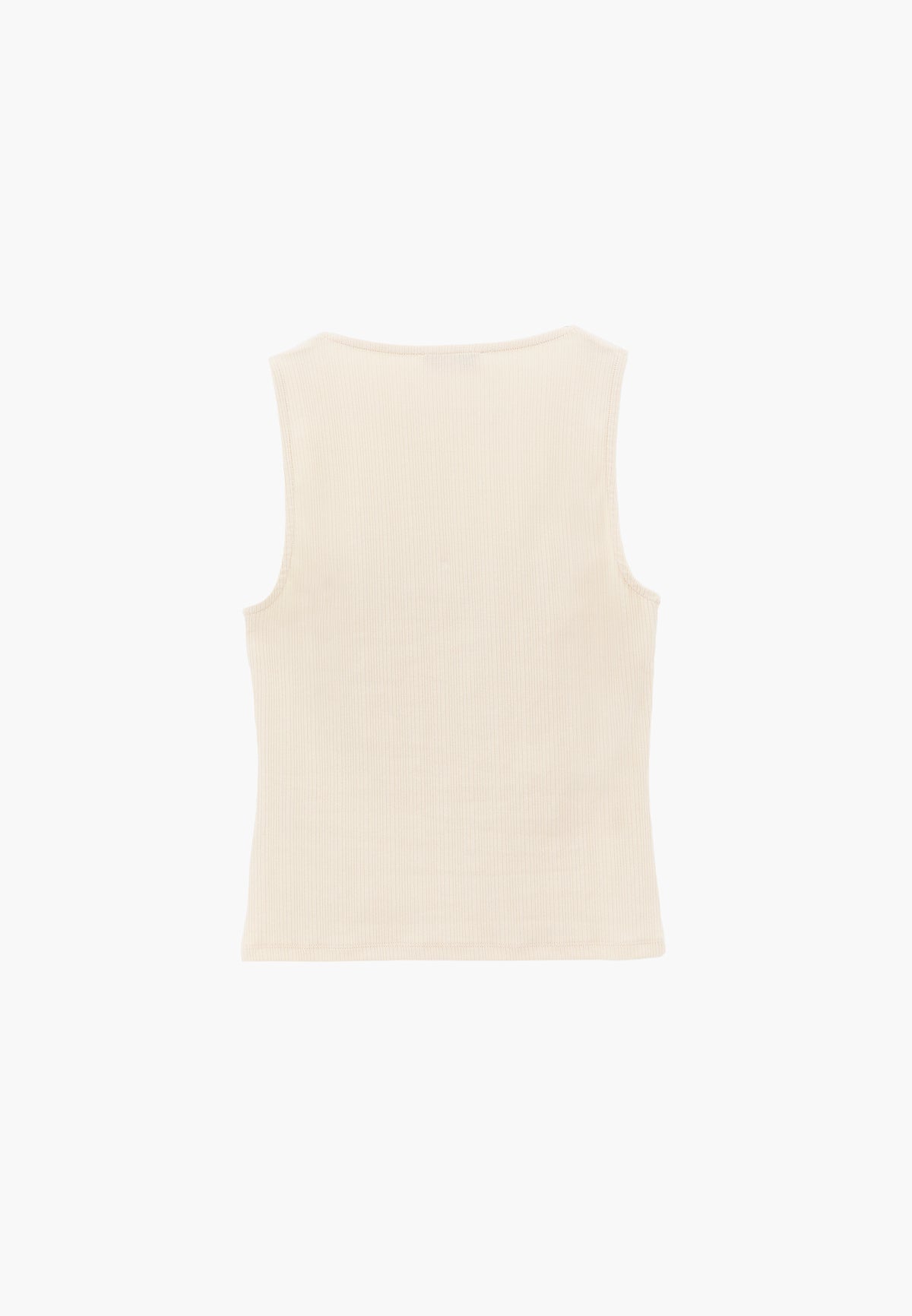 Wide Neck Buckle Detail Tank Top - ALMOND MILK