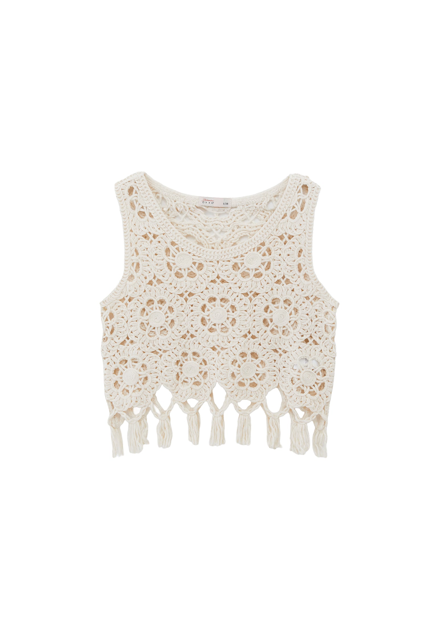 Sleeveless Blouse With Crew Neck - ALMOND MILK