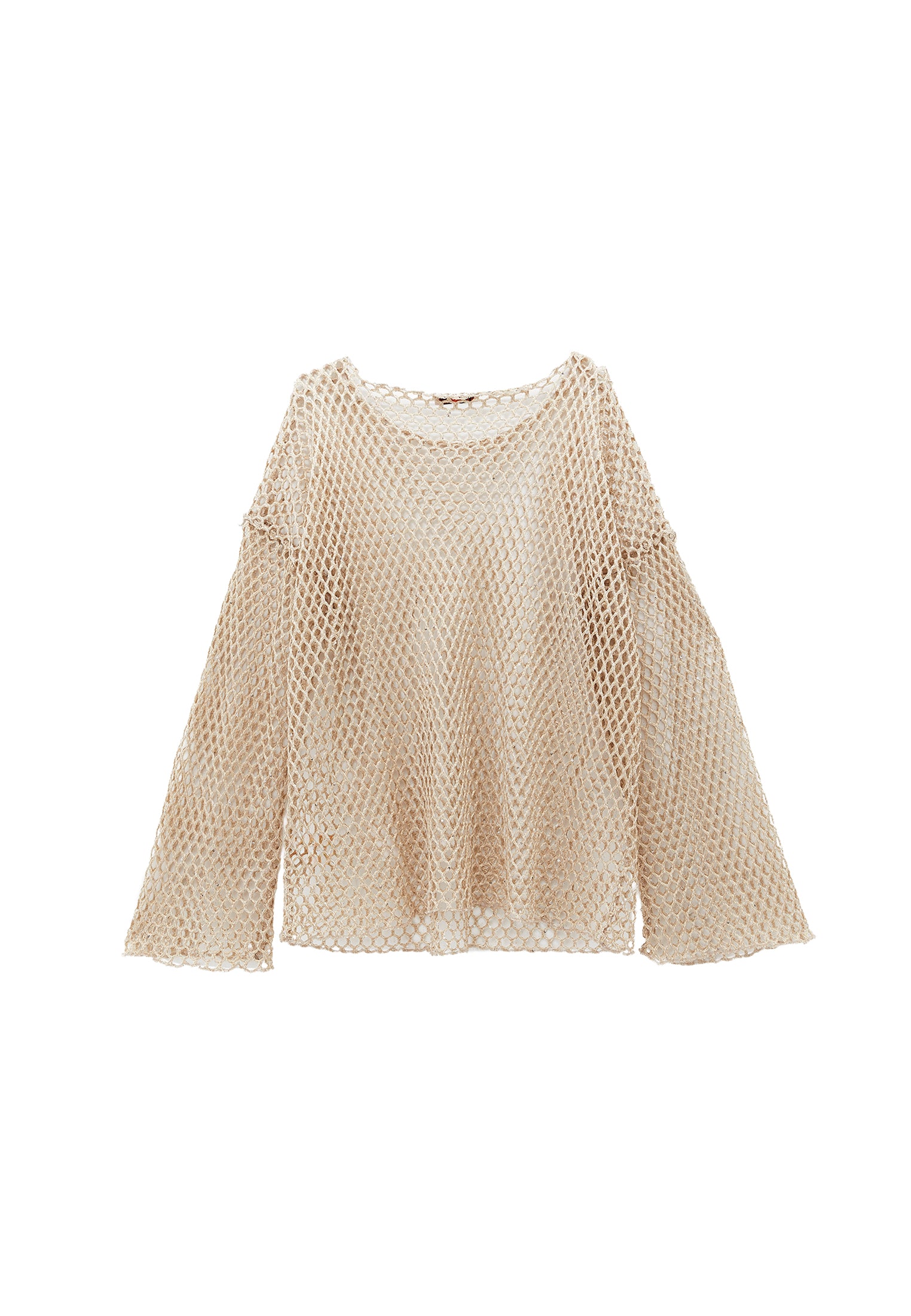 File detailed long sleeve blouse - ALMOND MILK