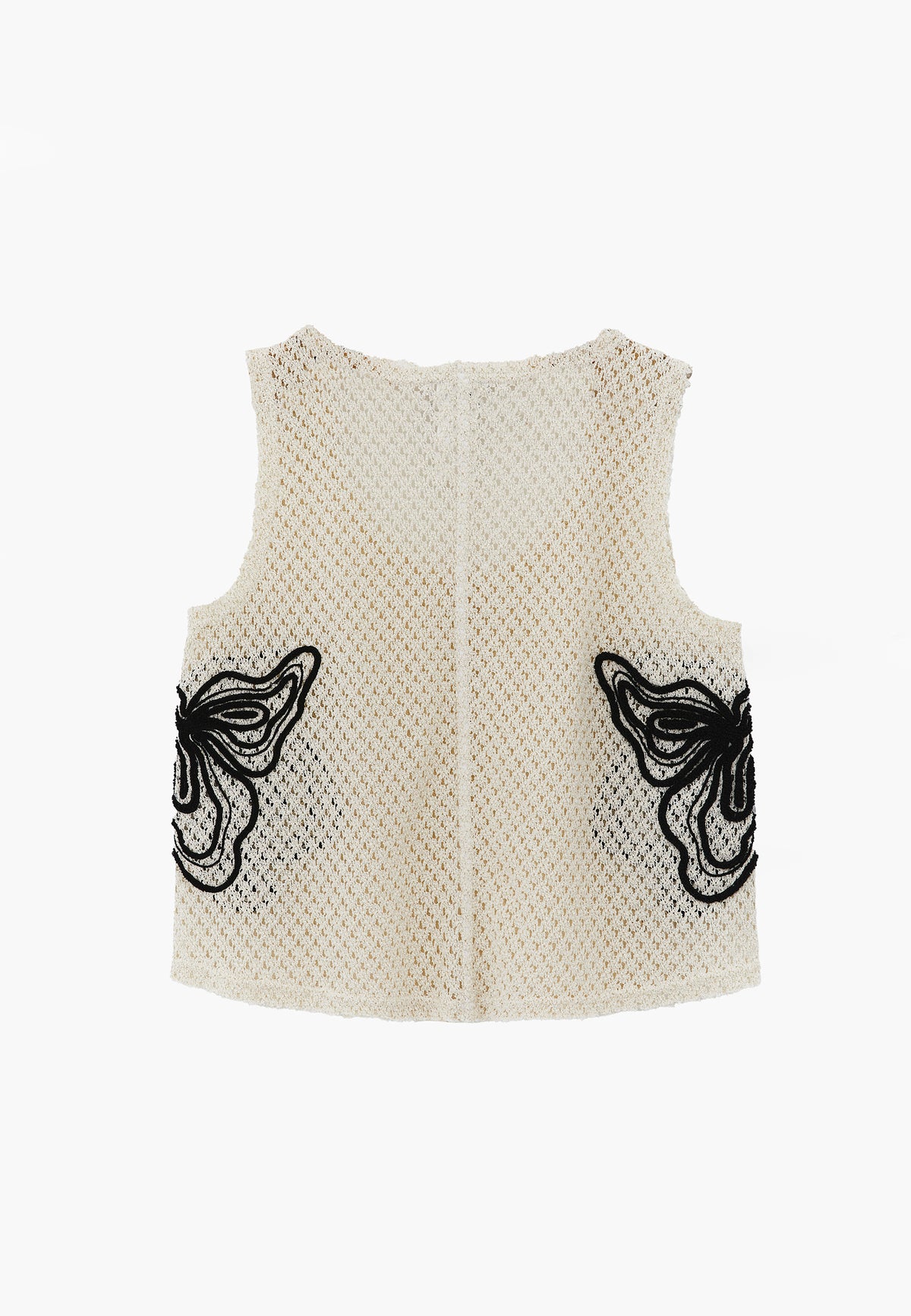 Ajoure U Neck Tank Top - ALMOND MILK