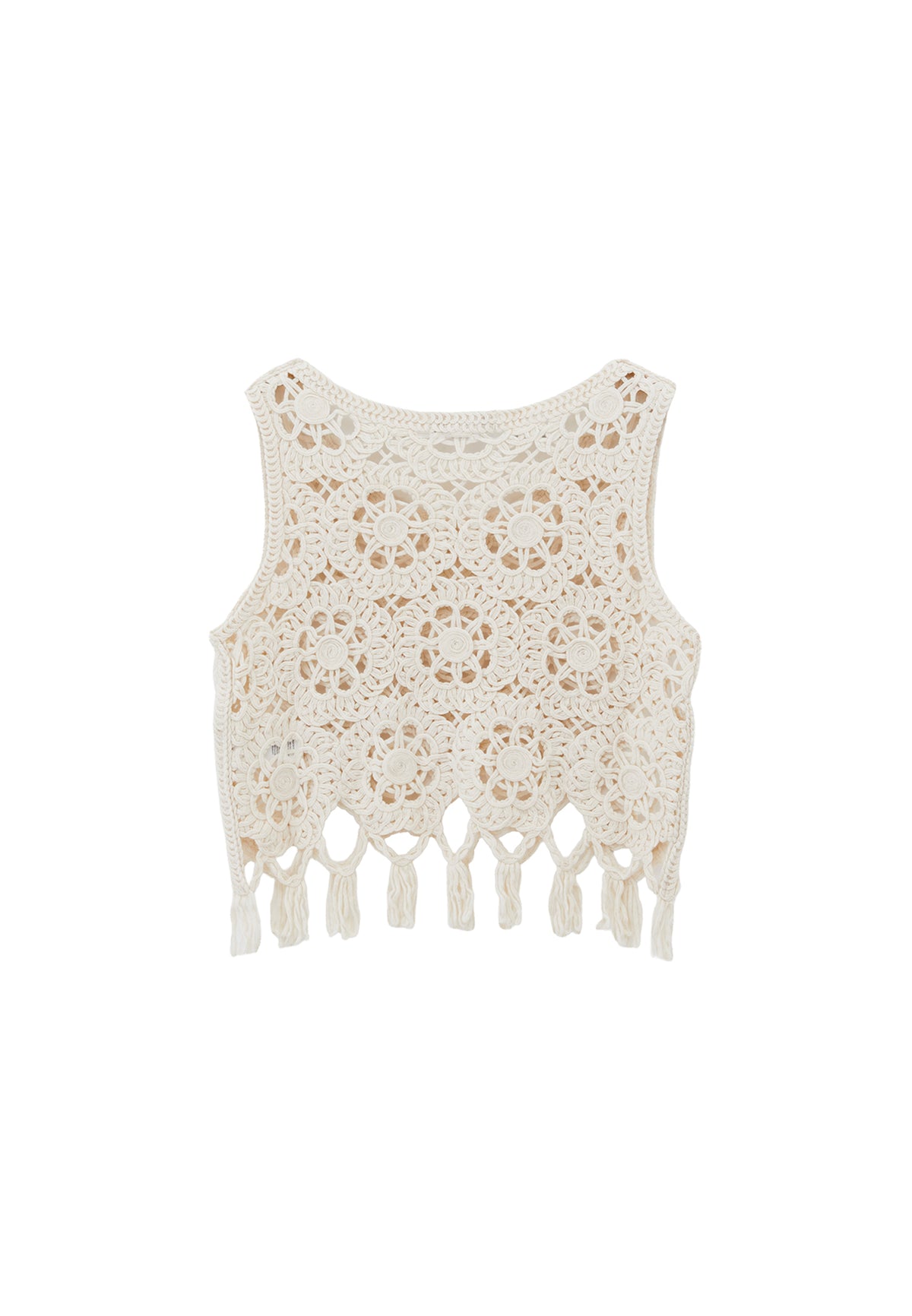 Sleeveless Blouse With Crew Neck - ALMOND MILK