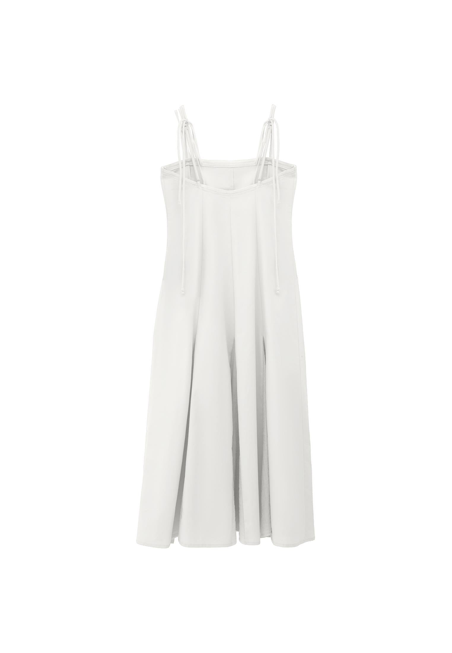 Long Dress With Square Neckline - ALMOND MILK
