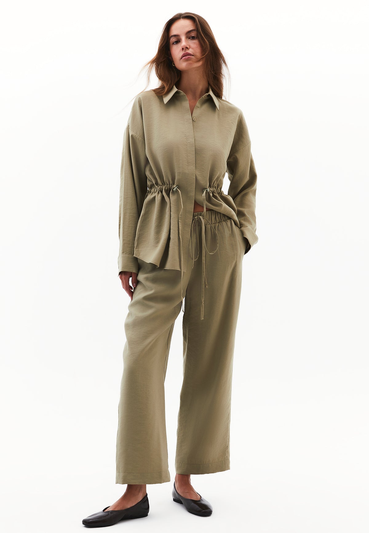High Waist Elastic Pants - Green