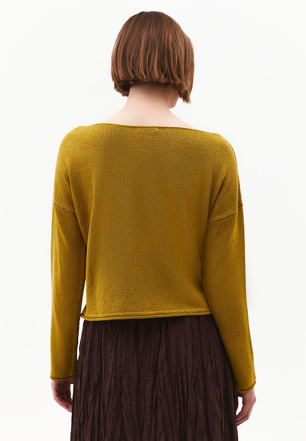 Boat Neck Bouclé Sweater - AMBER GREEN
