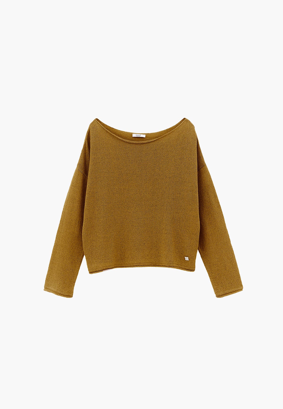 Boat Neck Bouclé Sweater - AMBER GREEN