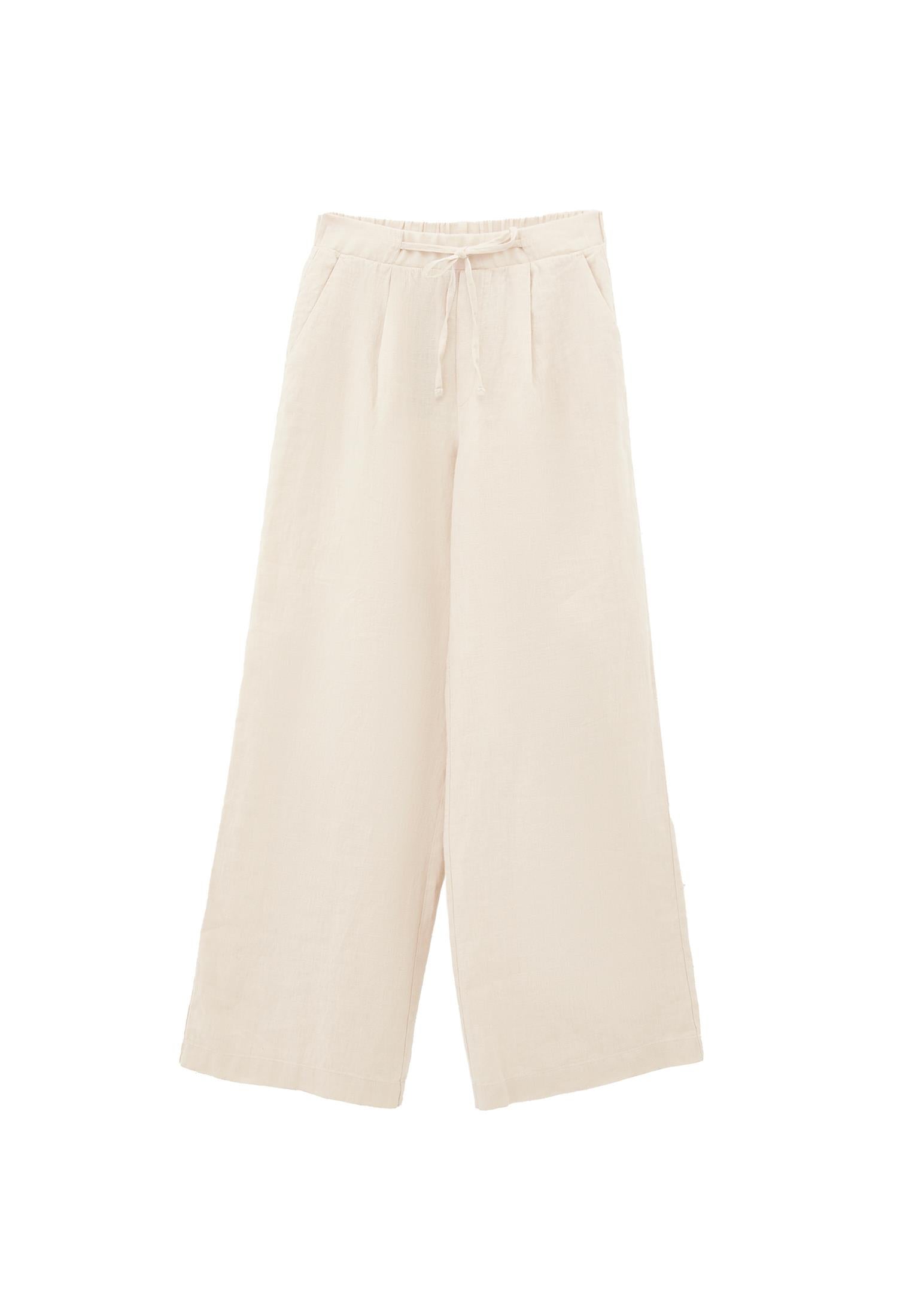 High Waist Belted Linen Wide Leg Pants - ANCIENT SCROLL
