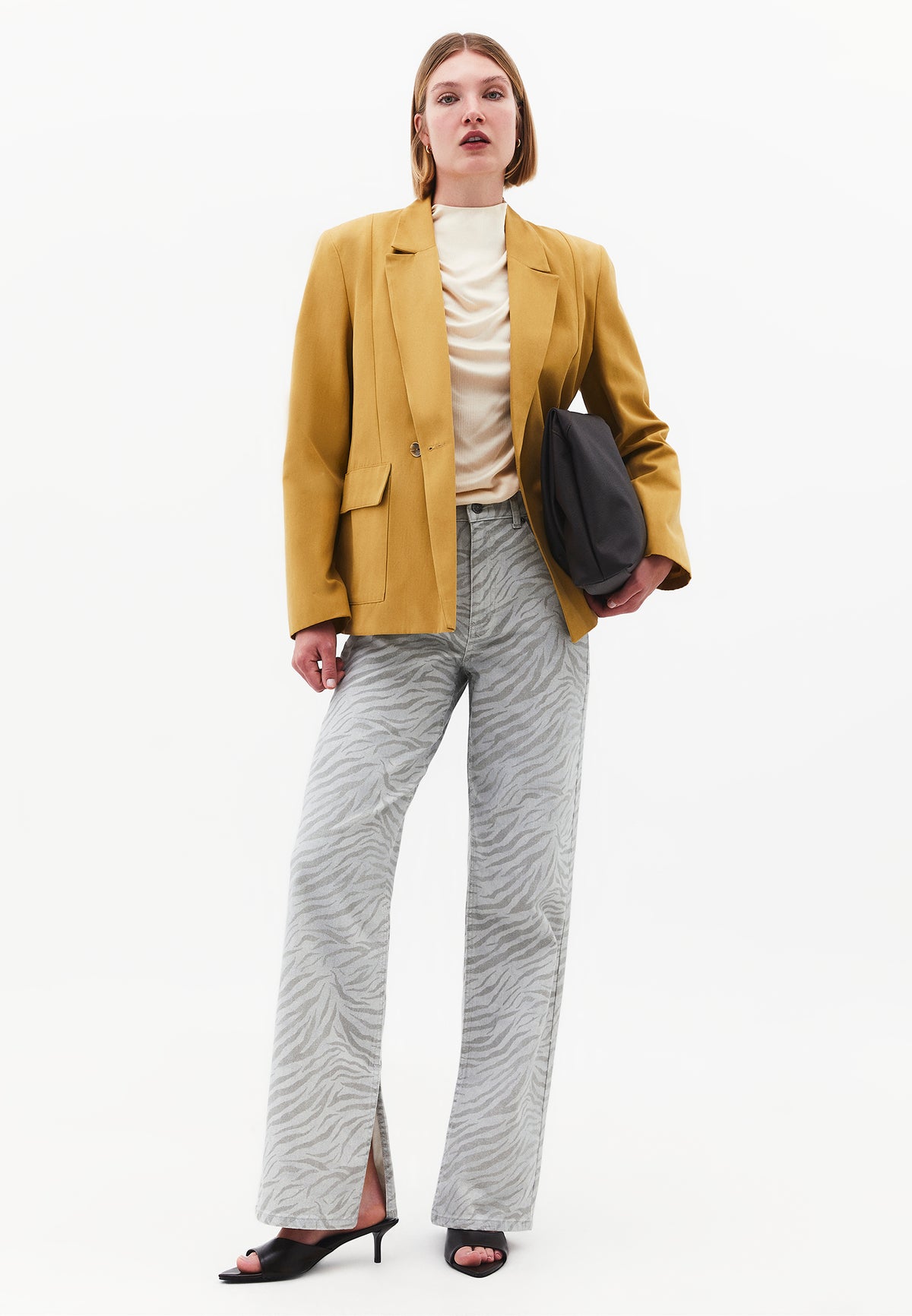 Oversize Double Breasted Blazer Jacket - Yellow