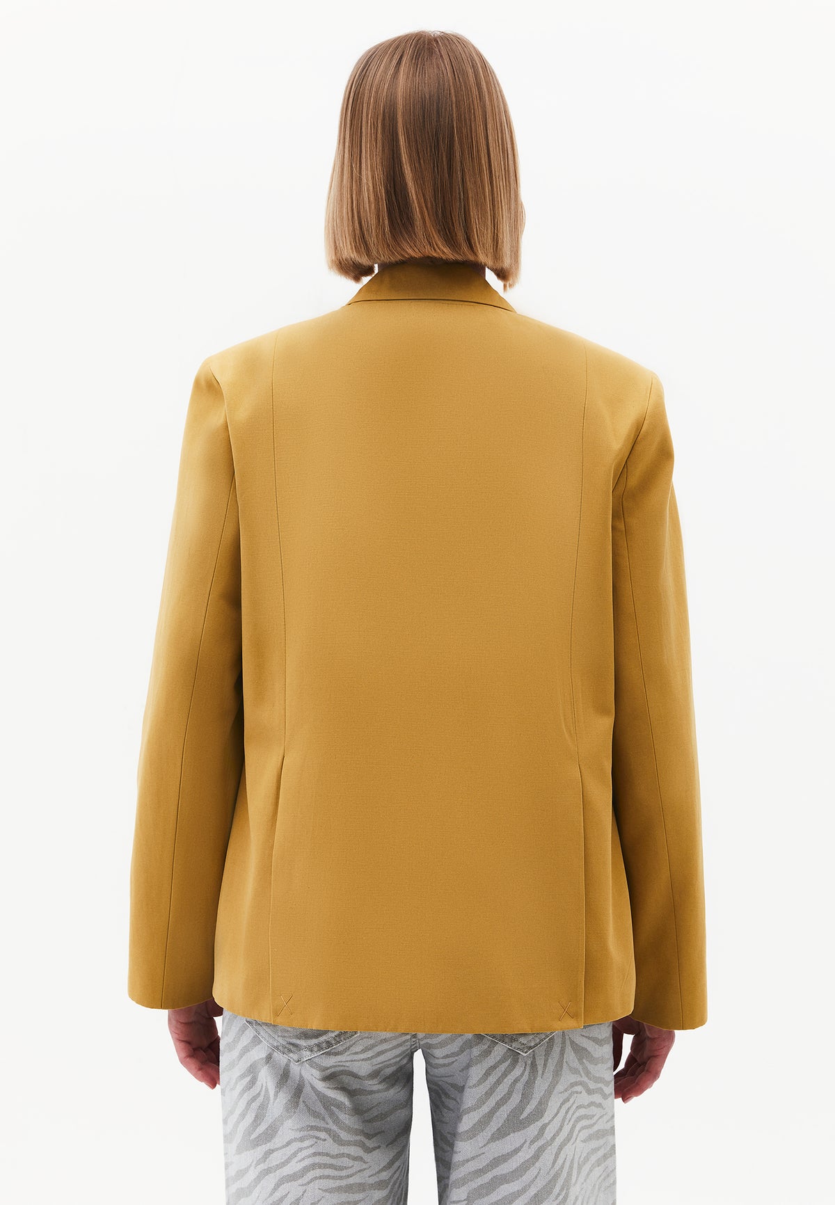 Oversize Double Breasted Blazer Jacket - Yellow