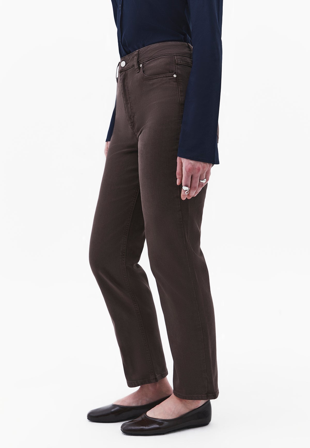 Ultra High Waist Straight Leg Pants - Brown