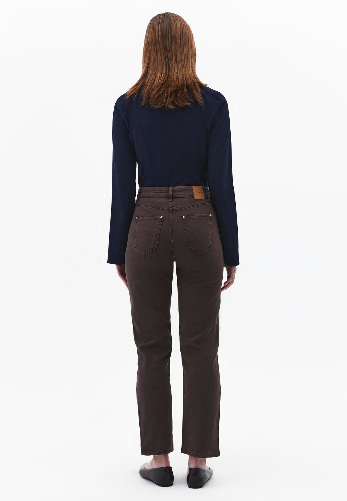 Ultra High Waist Straight Leg Pants - Brown