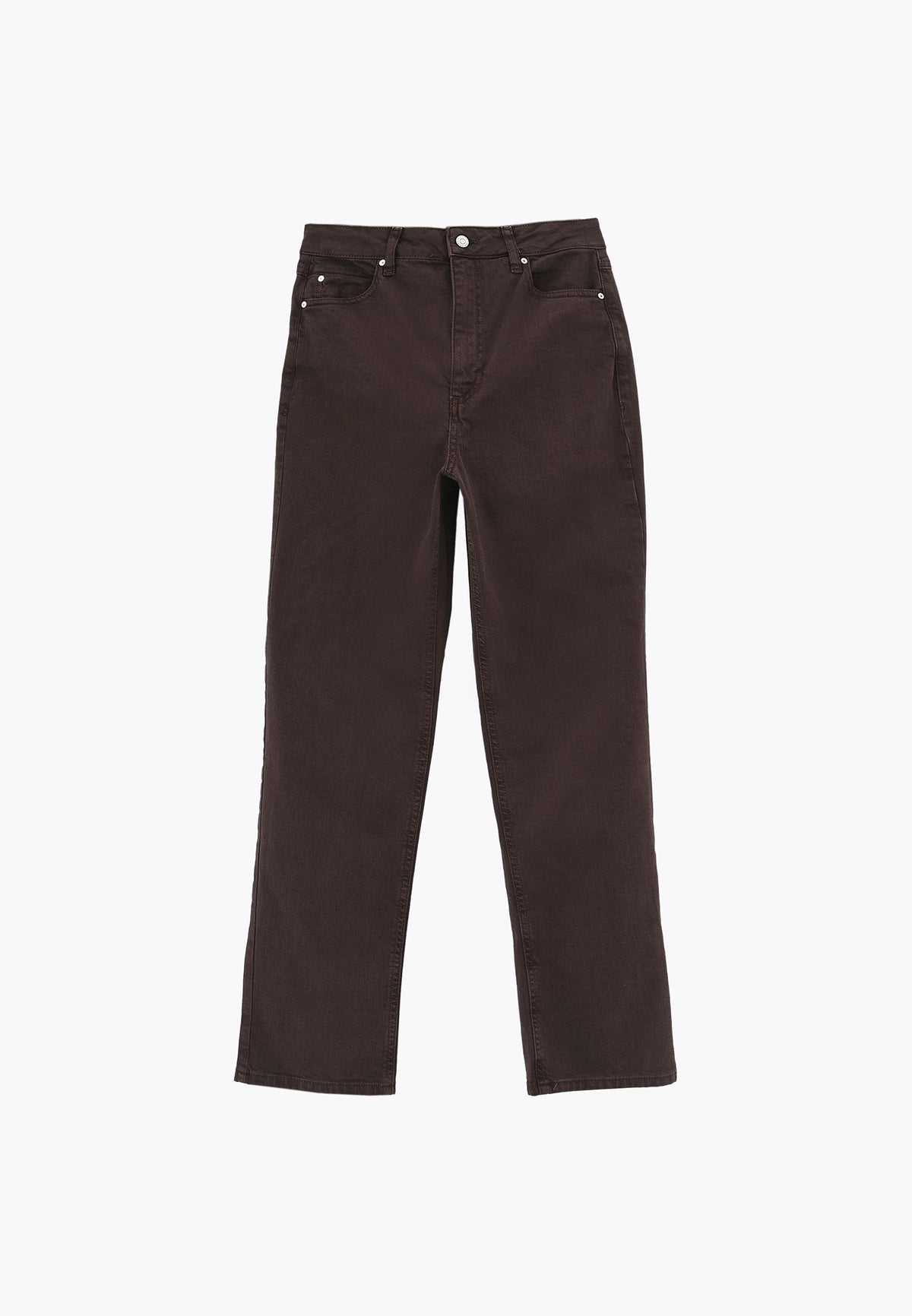 Ultra High Waist Straight Leg Pants - Brown
