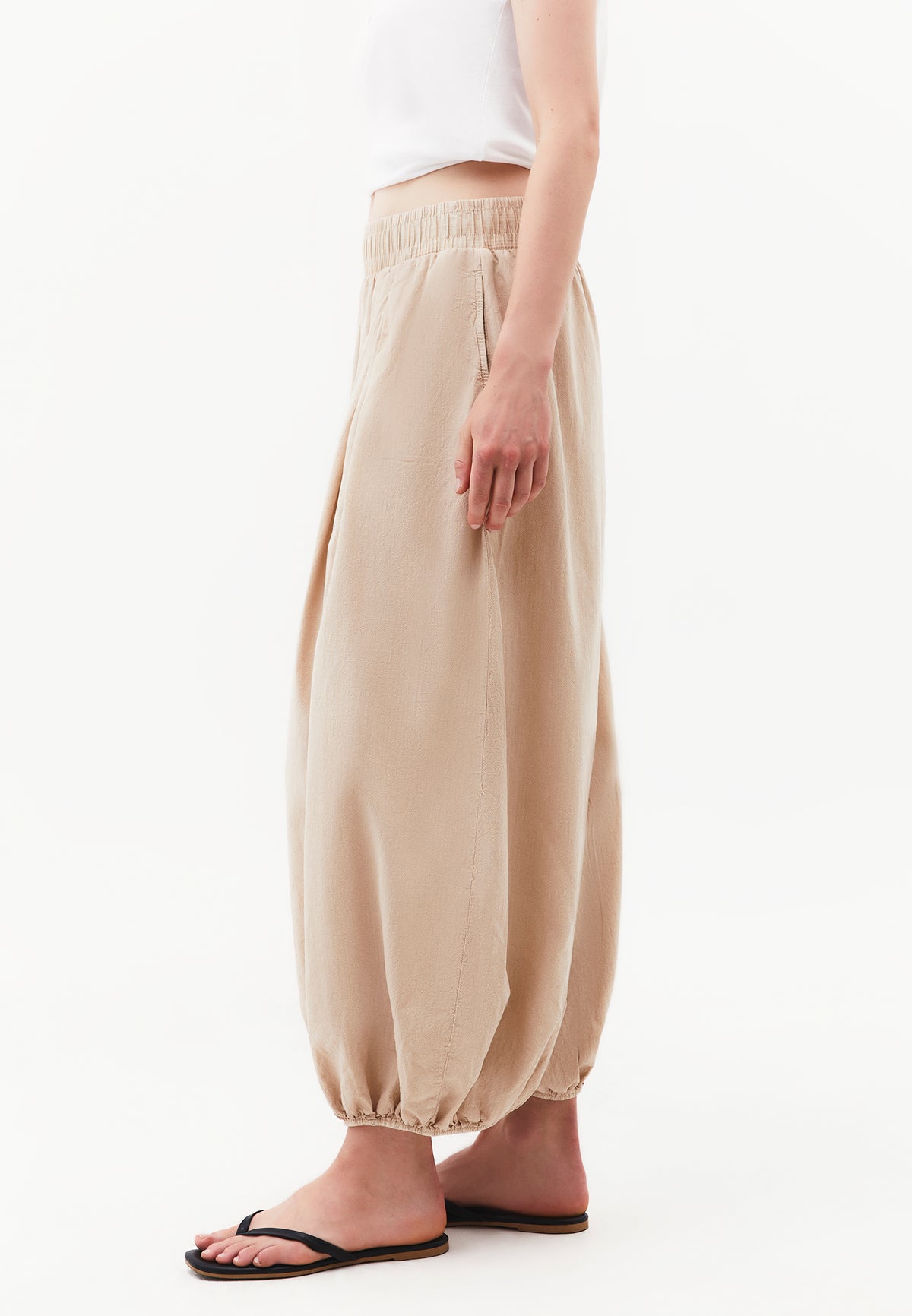 Balloon Fit Regular Waist Pleated Pants - ANTIK FEATHER GRAY