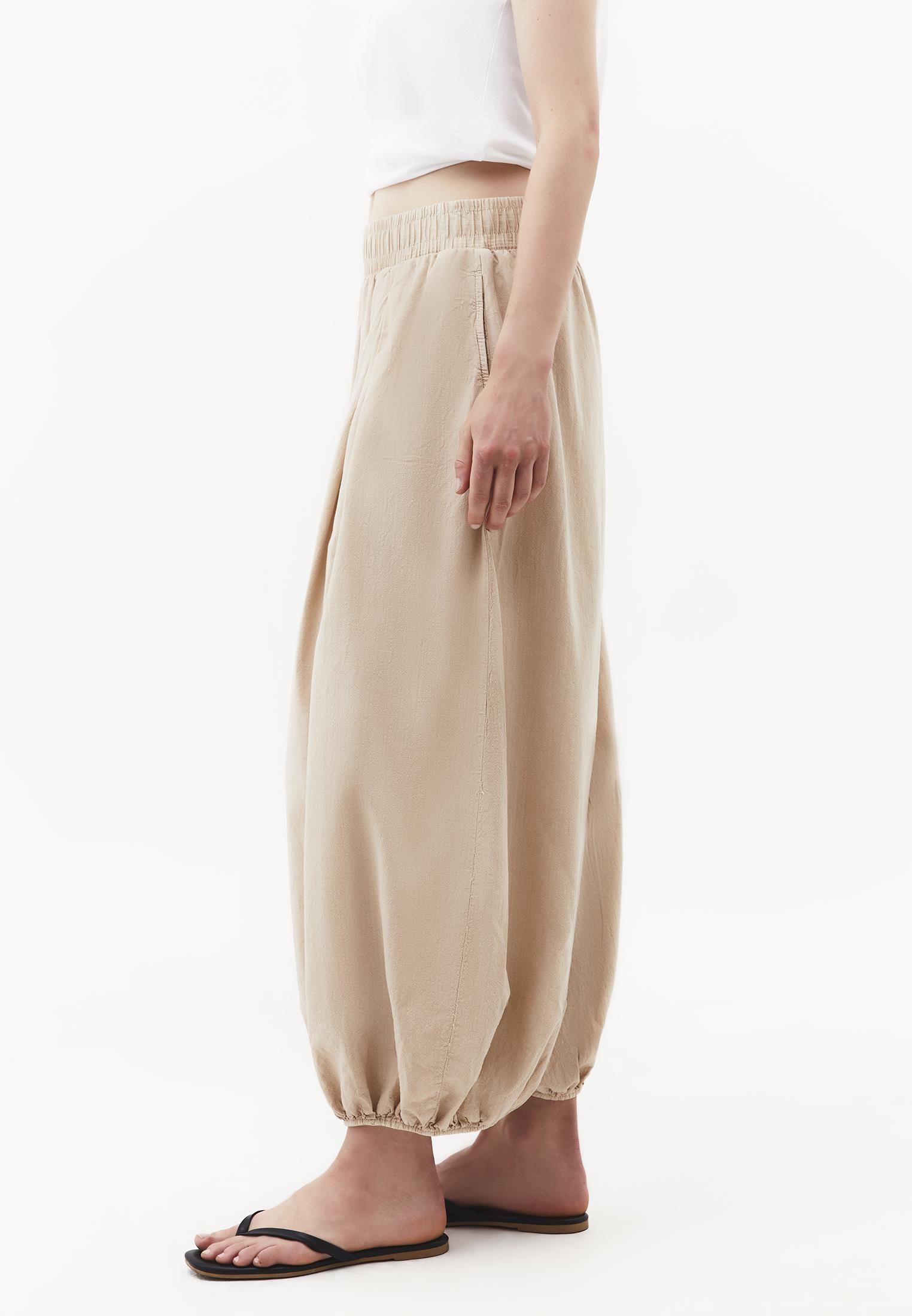 Balloon Fit Regular Waist Pleated Pants - ANTIK FEATHER GRAY
