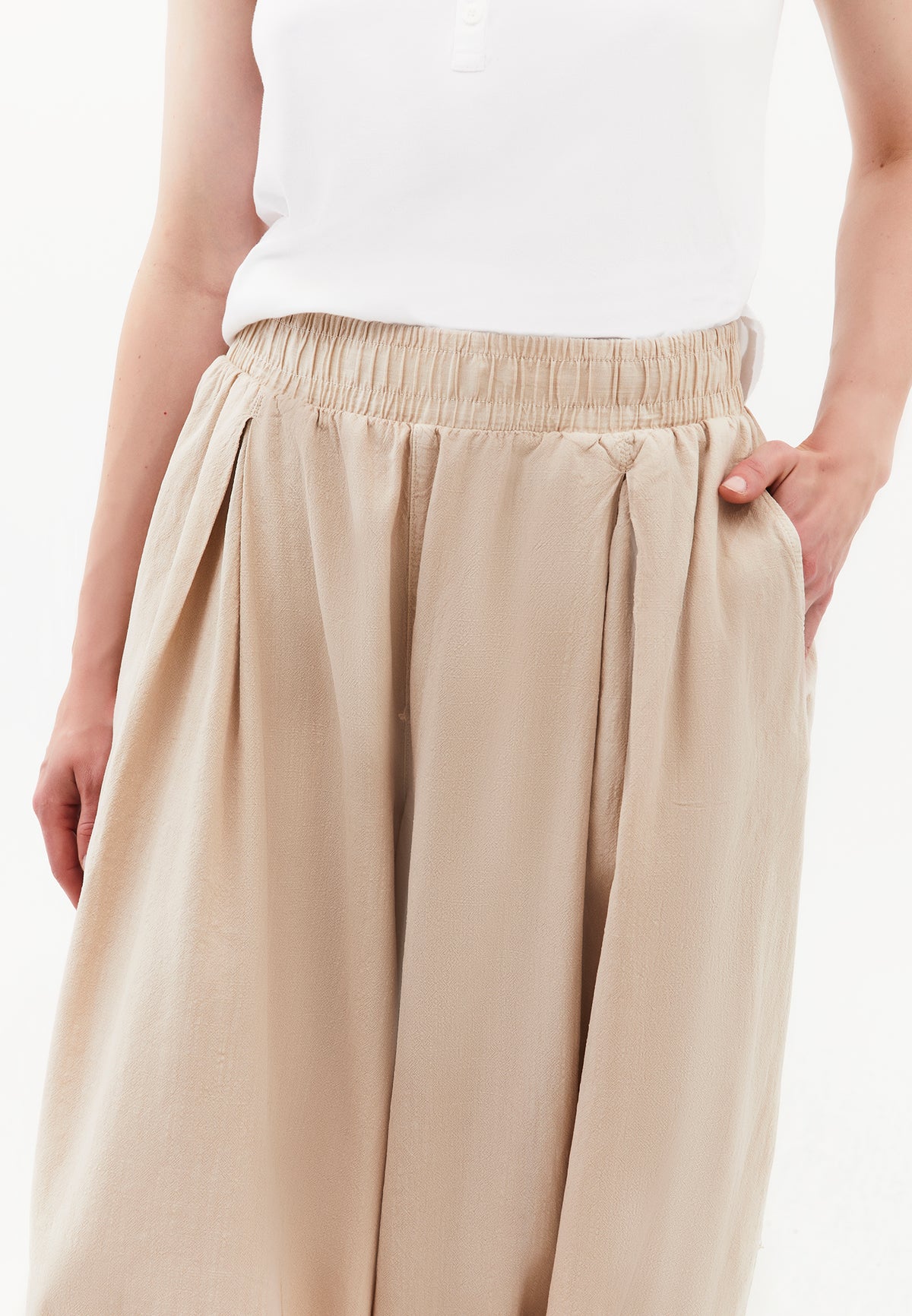 Balloon Fit Regular Waist Pleated Pants - ANTIK FEATHER GRAY