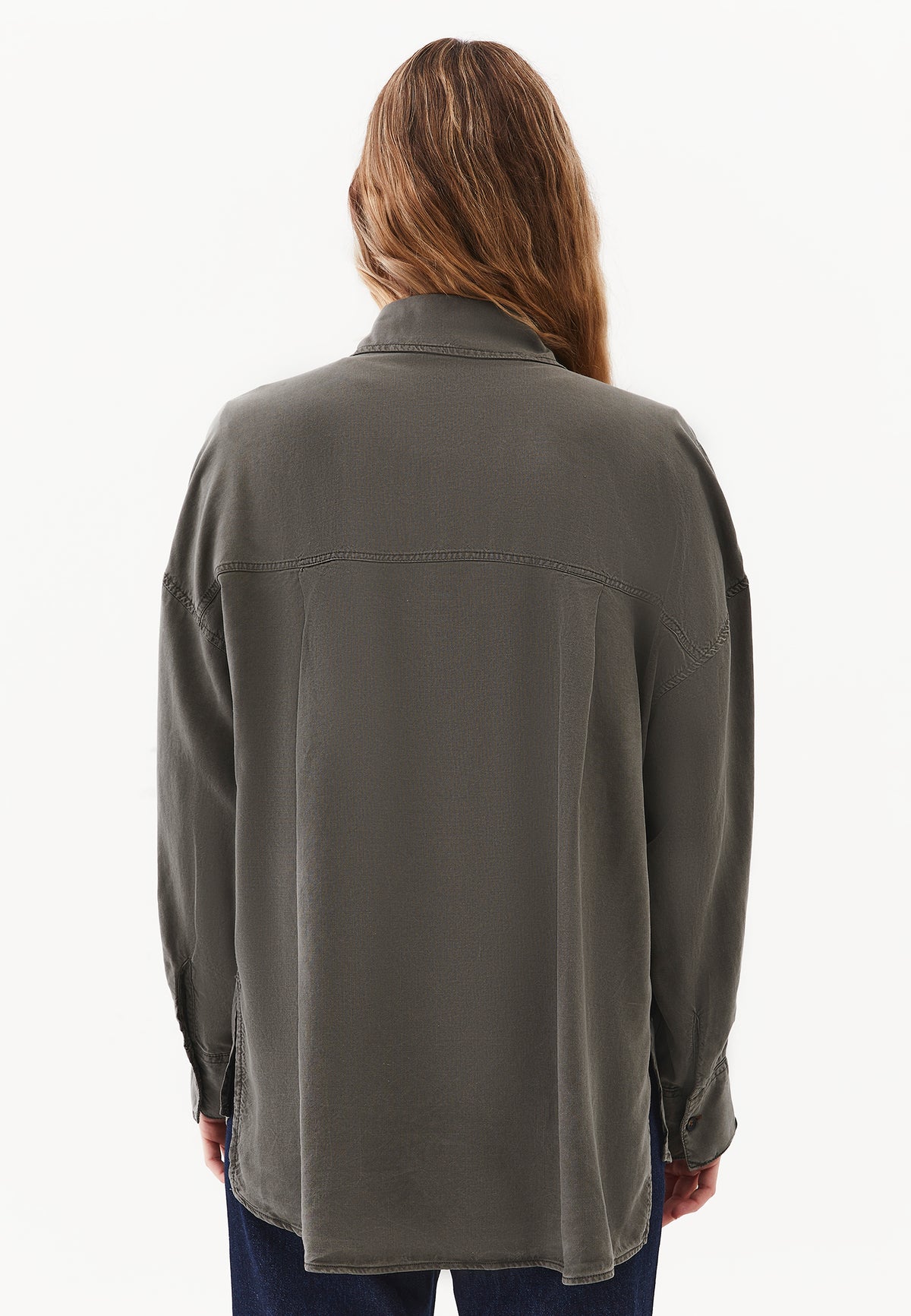Long Sleeve Oversize Shirt Collar Woven Shirt - ANTIK KAMBABA