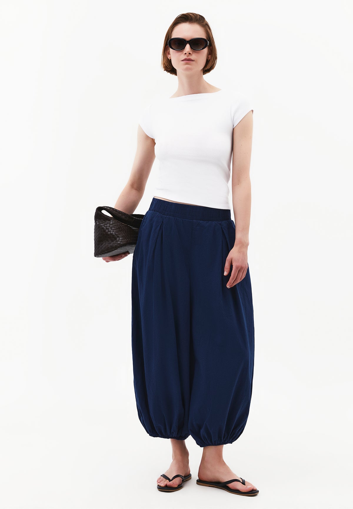 Balloon Fit Regular Waist Pleated Pants - ANTIK NAVY PEONY