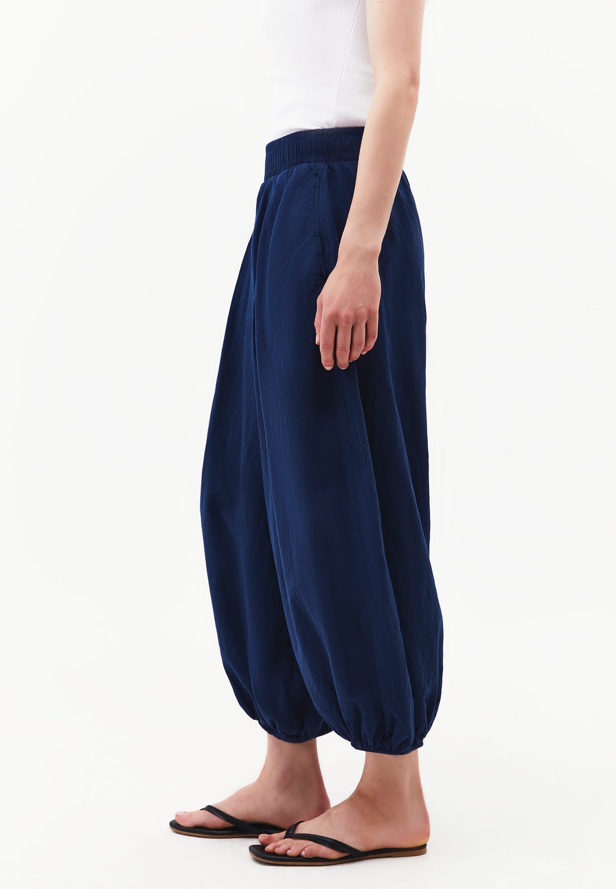 Balloon Fit Regular Waist Pleated Pants - ANTIK NAVY PEONY