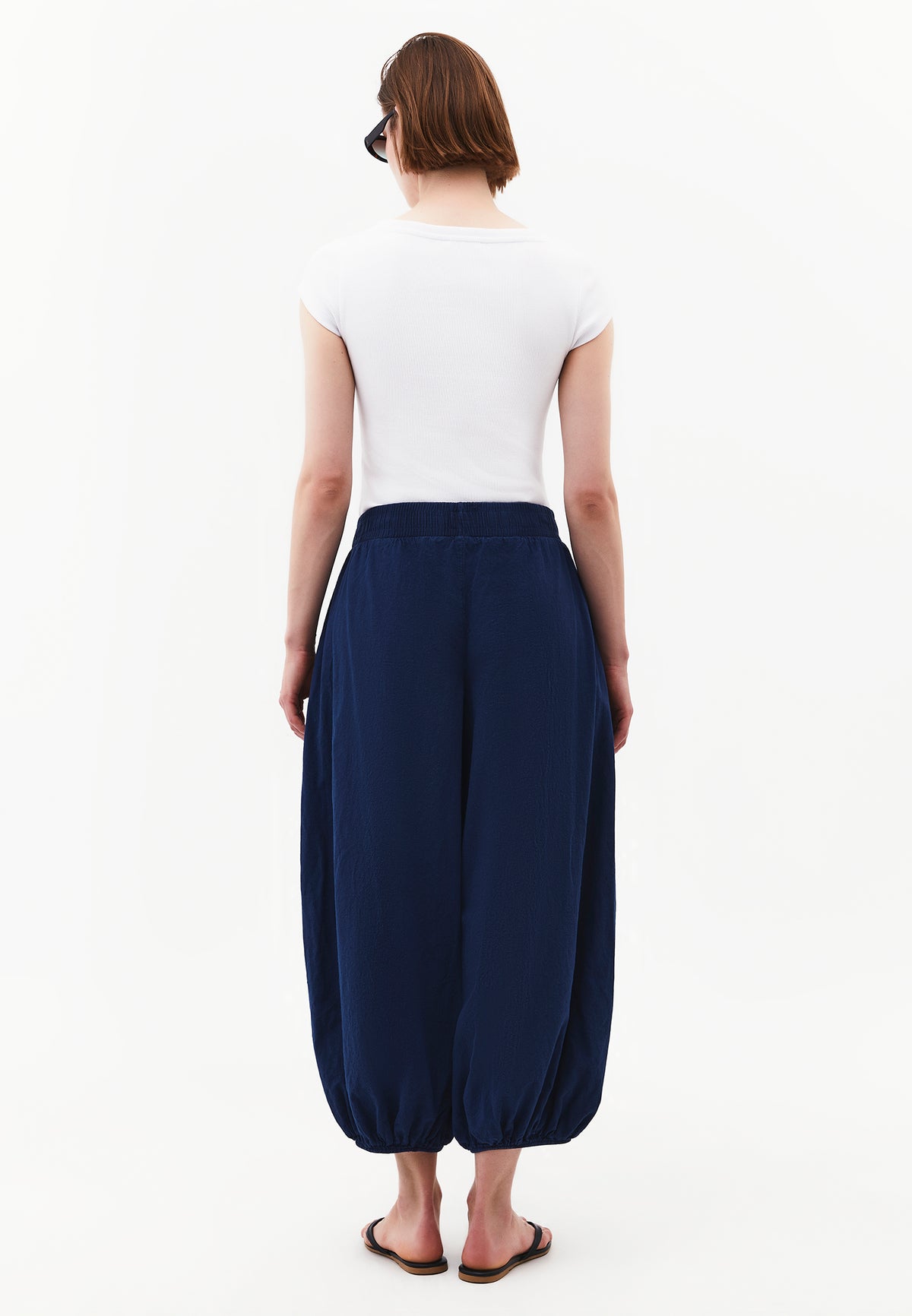 Balloon Fit Regular Waist Pleated Pants - ANTIK NAVY PEONY