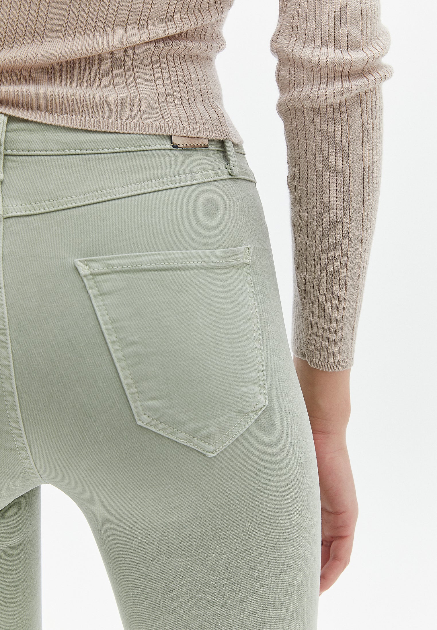 HIGH WAIST SKINNY TROUSERS WITH MODAL CONTENT - ANTIK SEAGRASS